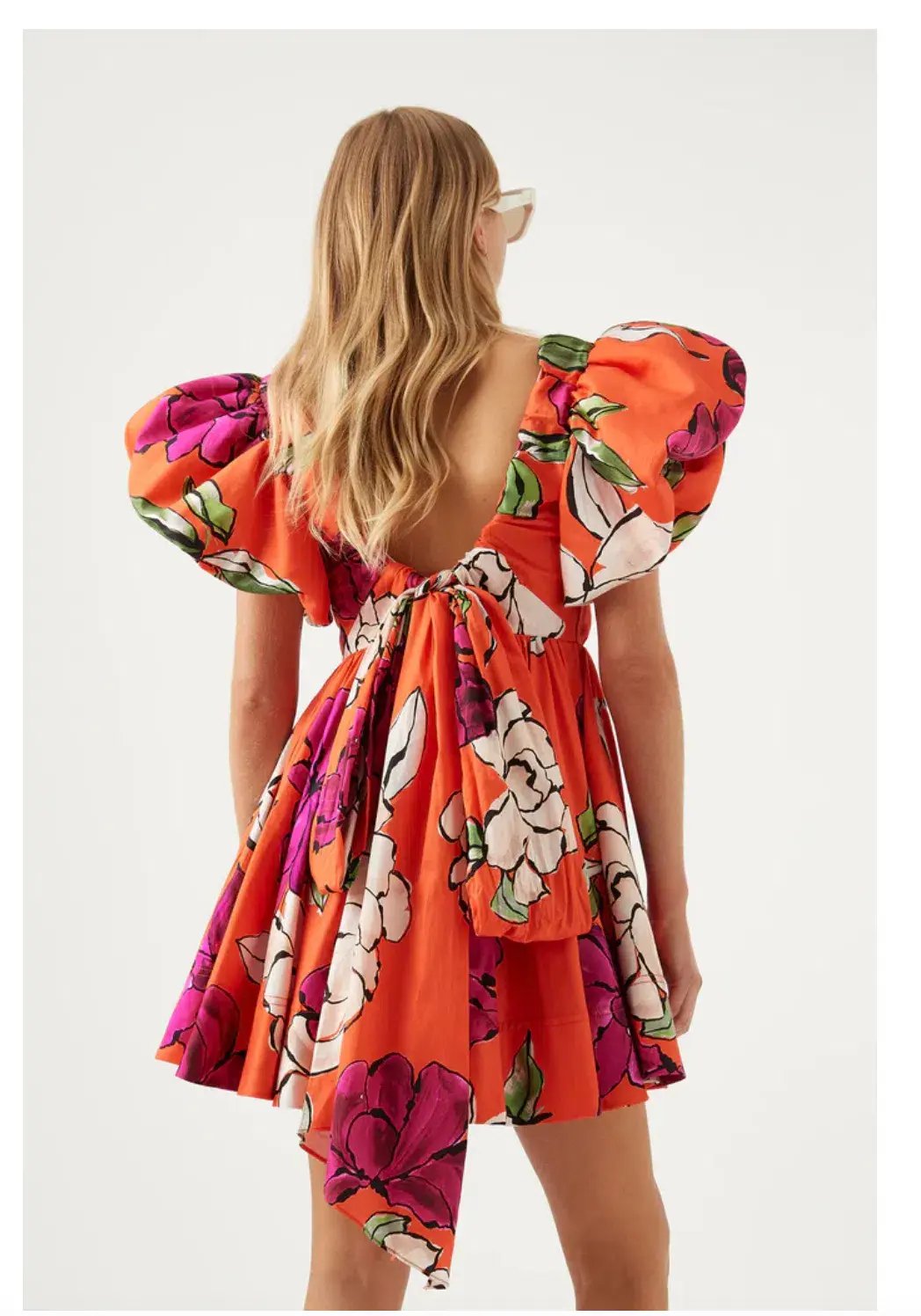 Aje Gretta Bow Back Mini Dress Floral Size 10 photo 3