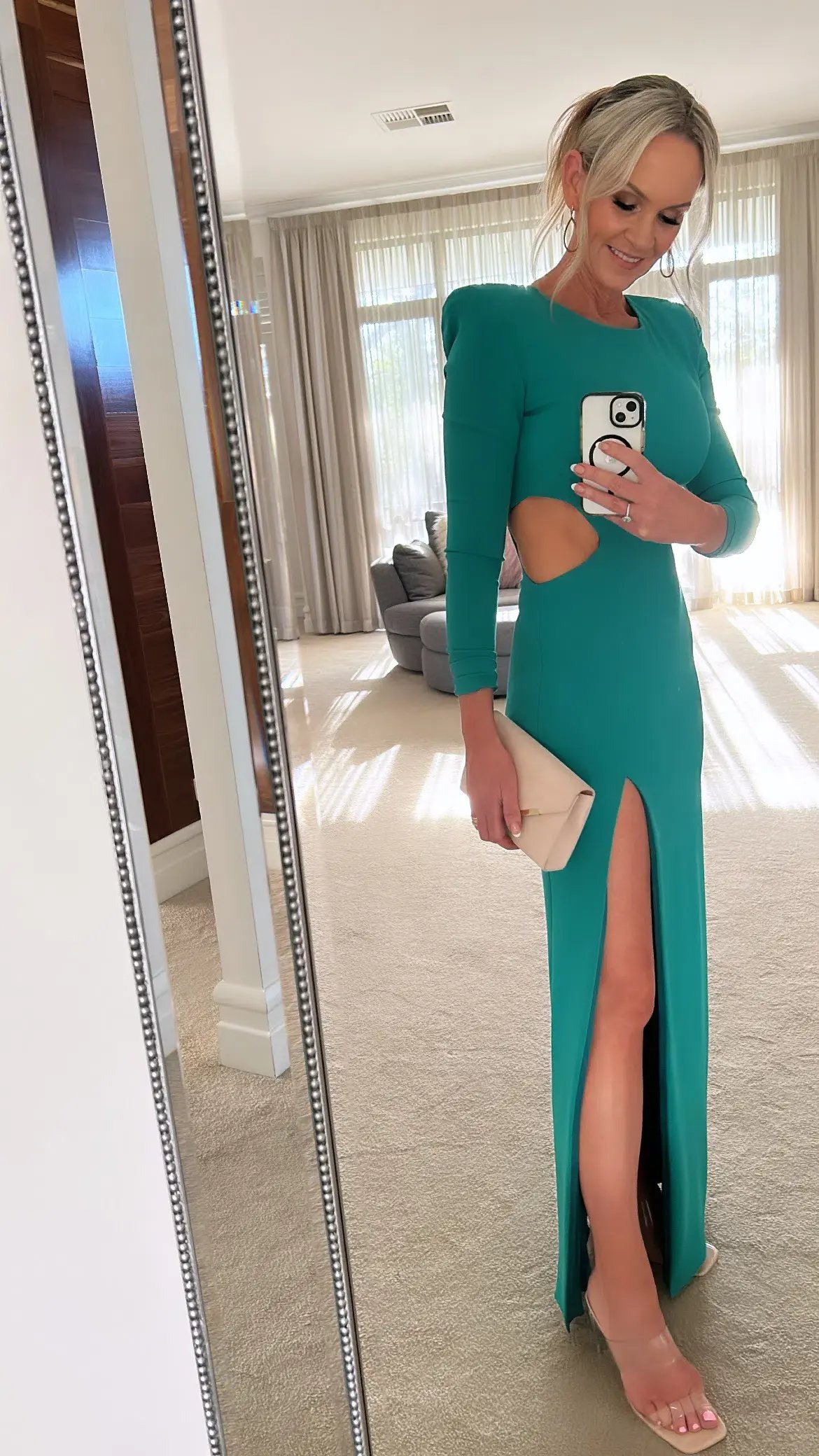 Meraki Official Frankie Cut-out Floor length Gown Green Size 8 photo 2