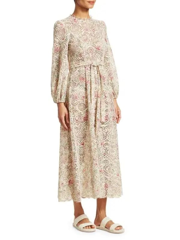 Zimmermann Honour High Neck Dress Cream Floral Size 1/AU 10 photo 4