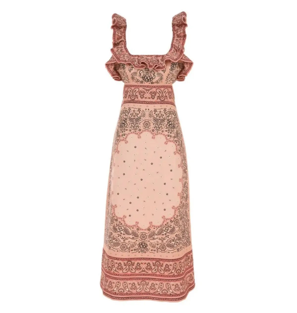 Zimmermann Matchmaker Frilled Midi Dress Pink Bandana Size 1 / AU 10 photo 3