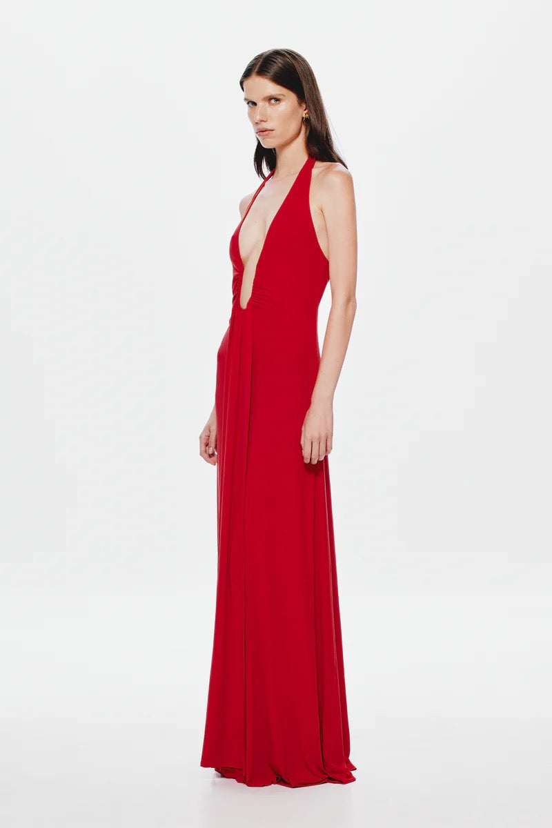 Misha Collection Jennifer Cupro Maxi Dress - Cherry photo 3