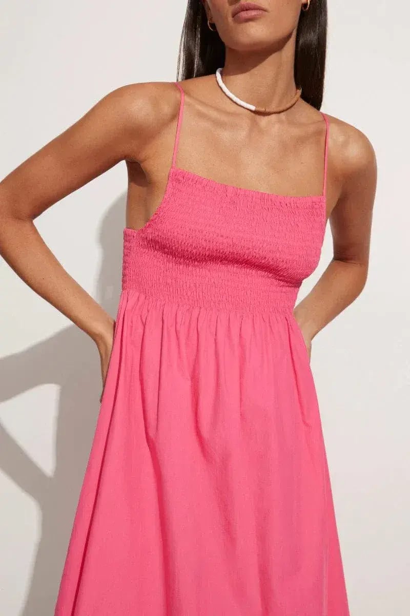 Faithfull the Brand Bryssa Midi Dress Pink Size 8 photo 2