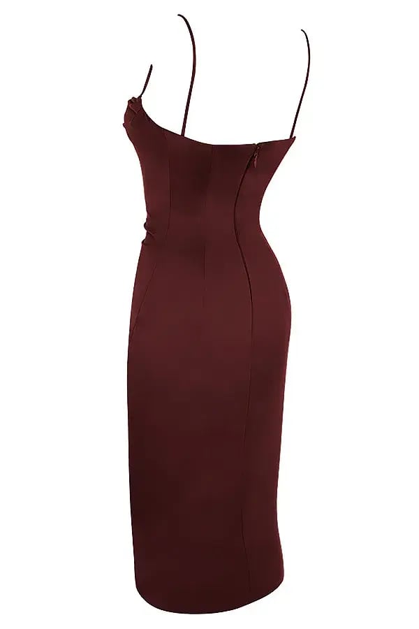 House of CB Anja Satin Corset Midi Dress Brown Size 8 photo 6