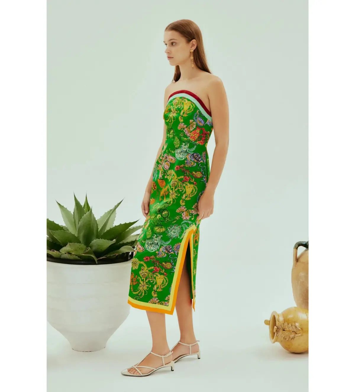 Alemais Fiesta Bodice Midi Dress Green Print Size AU 16 photo 2