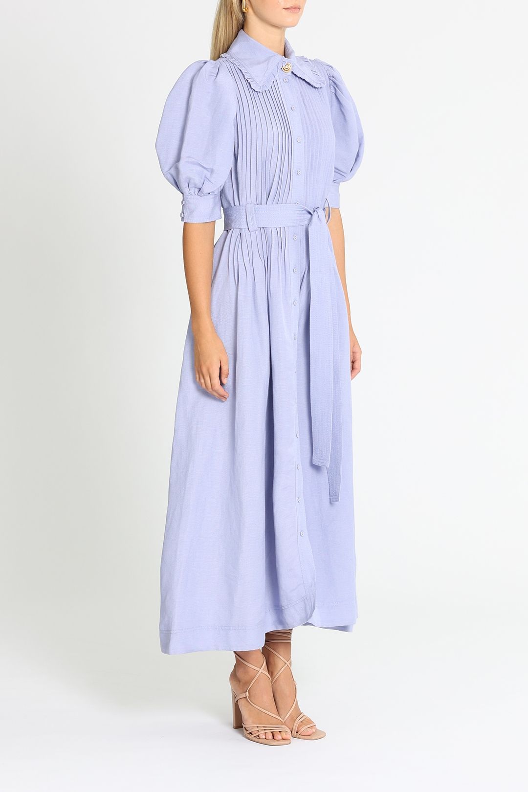 Madeleine Belted Midi Dress - Lilac photo 2