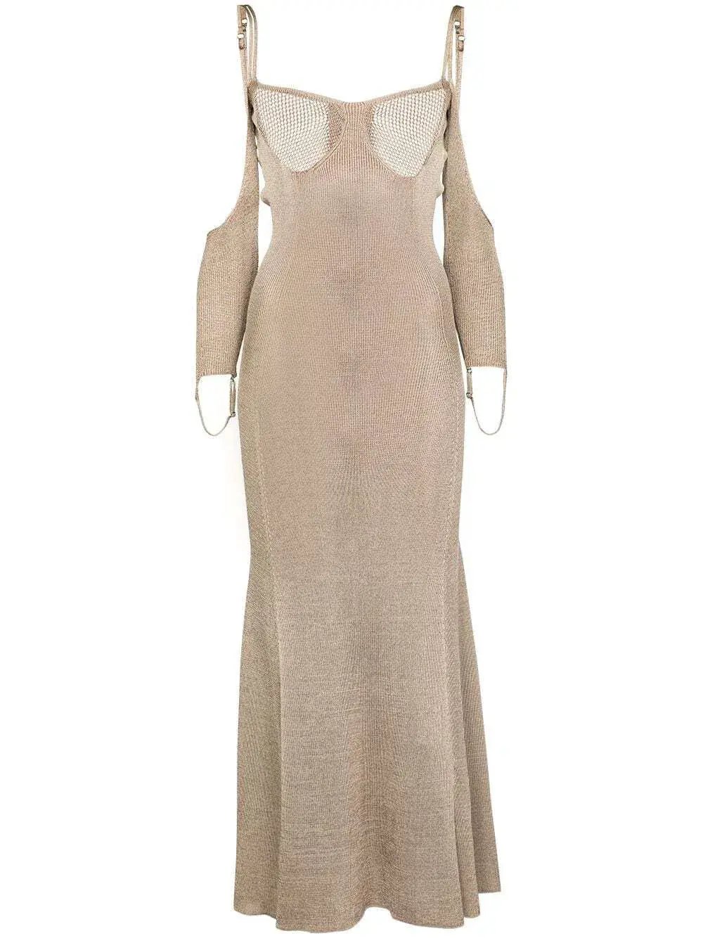 Isa Boulder Open Back Knitted Midi Dress Neutrals Size S / AU 8 photo 6