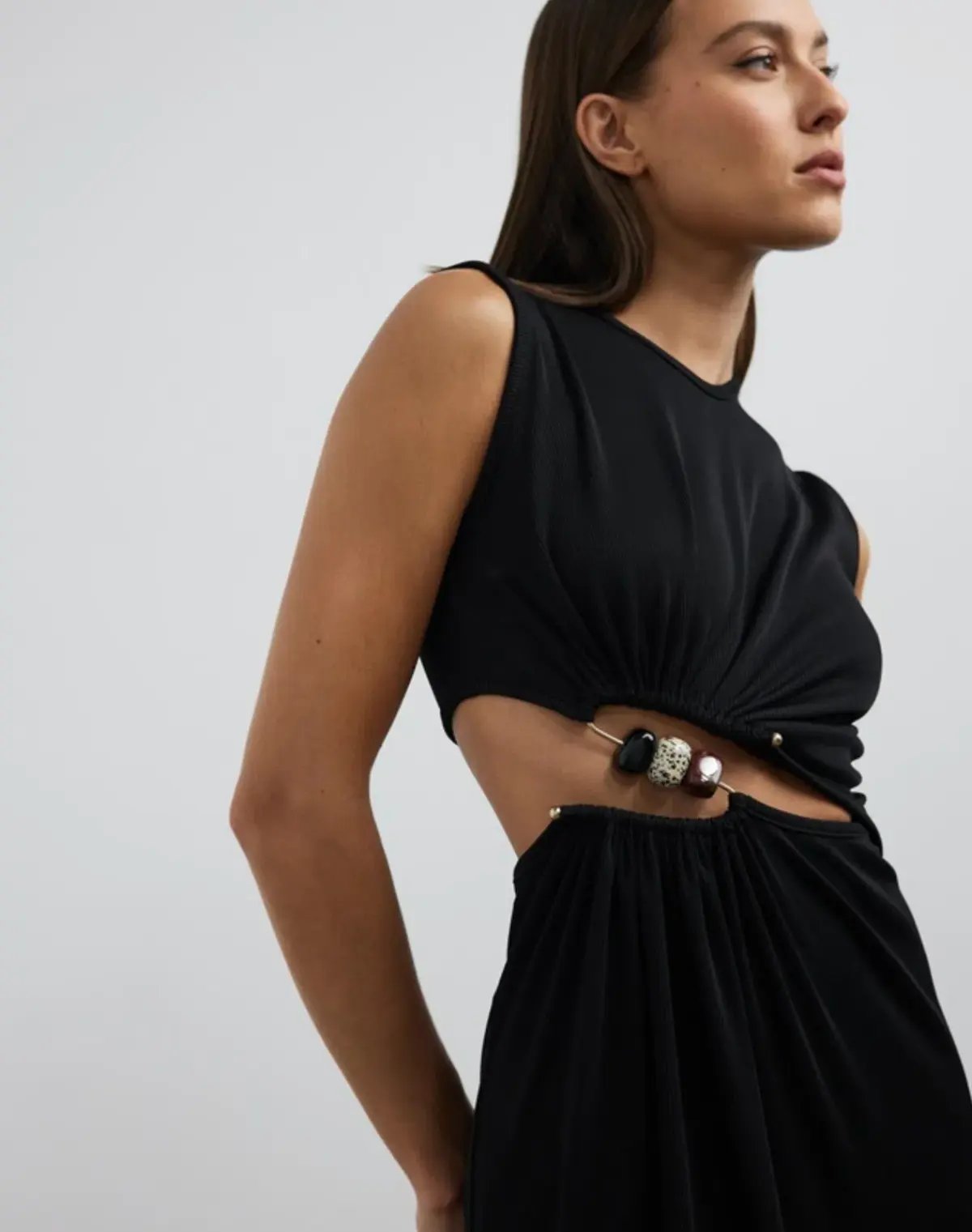 Christopher Esber Ruched Quartz Abacus Dress Black Size 8 photo 2