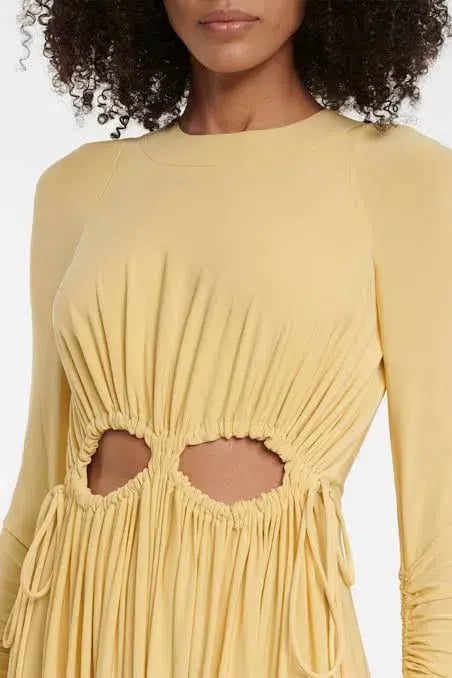 Victoria Beckham Cutout Ruched Maxi Dress Yellow Size 10 photo 2