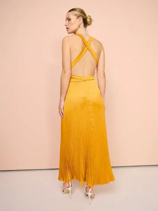 Lidee Moderniste Split Gown In Amber Orange Size 12 photo 2