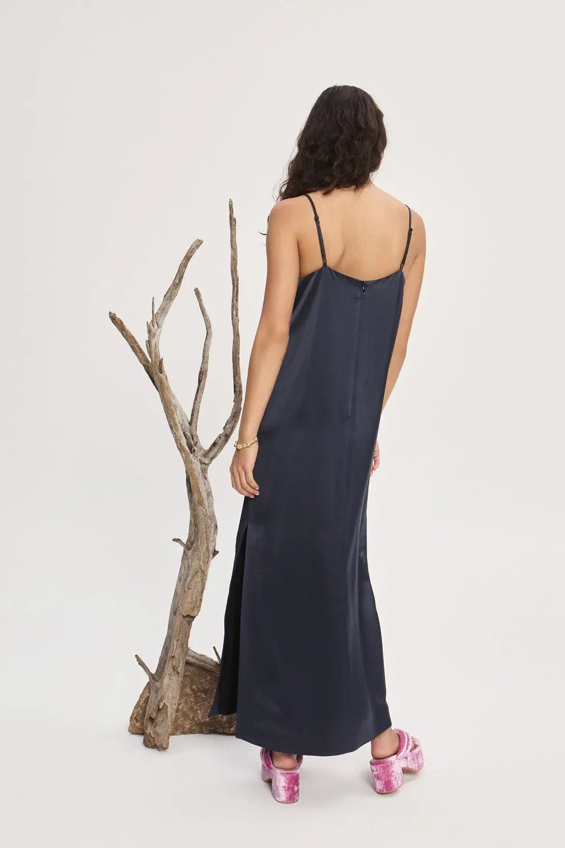 Aleamis Fontaine Slip Midi Dress Black Size AU 16 photo 3
