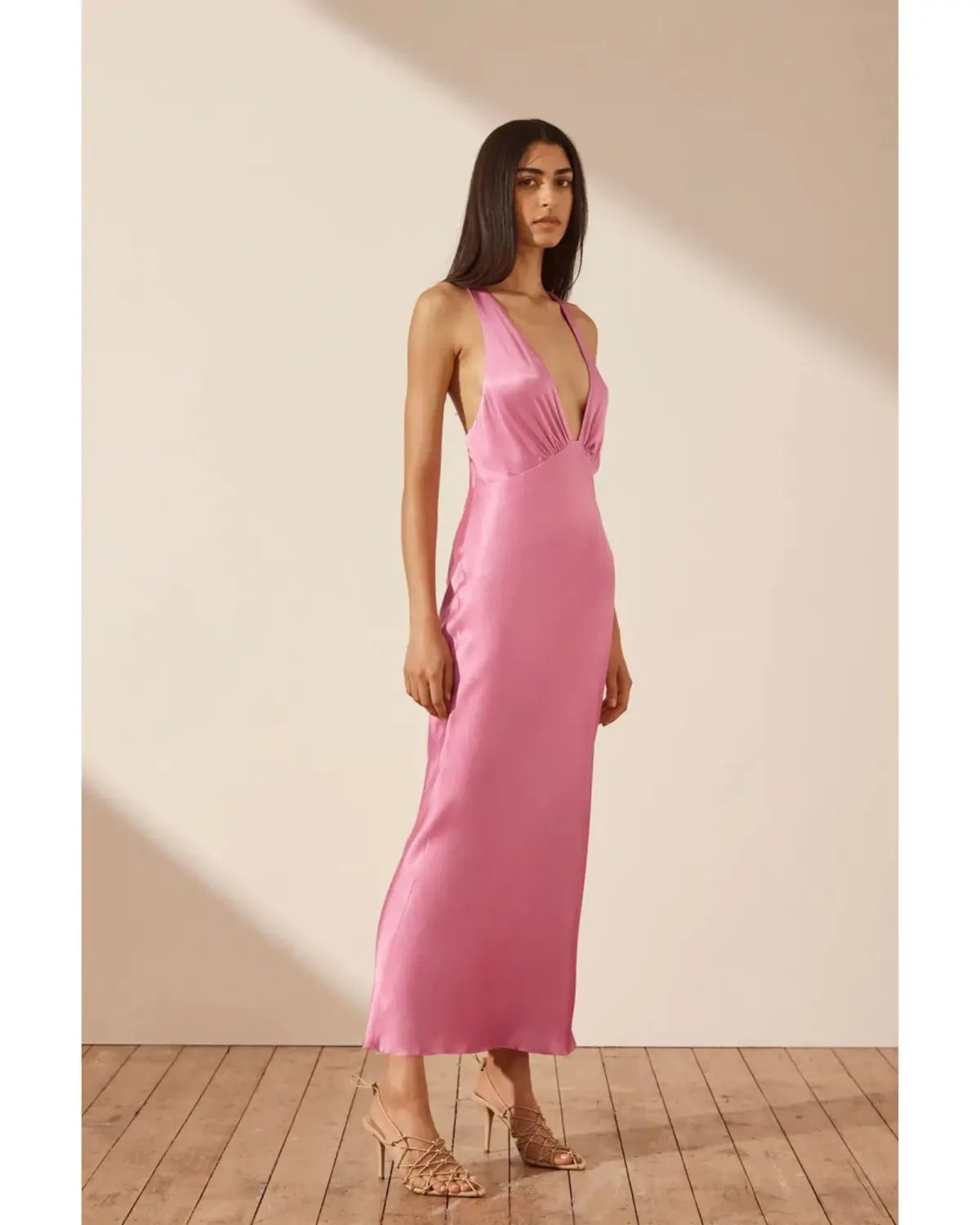 Shona Joy Arienzo Plunge Cross Back Dress Pink Size AU 8 photo 2