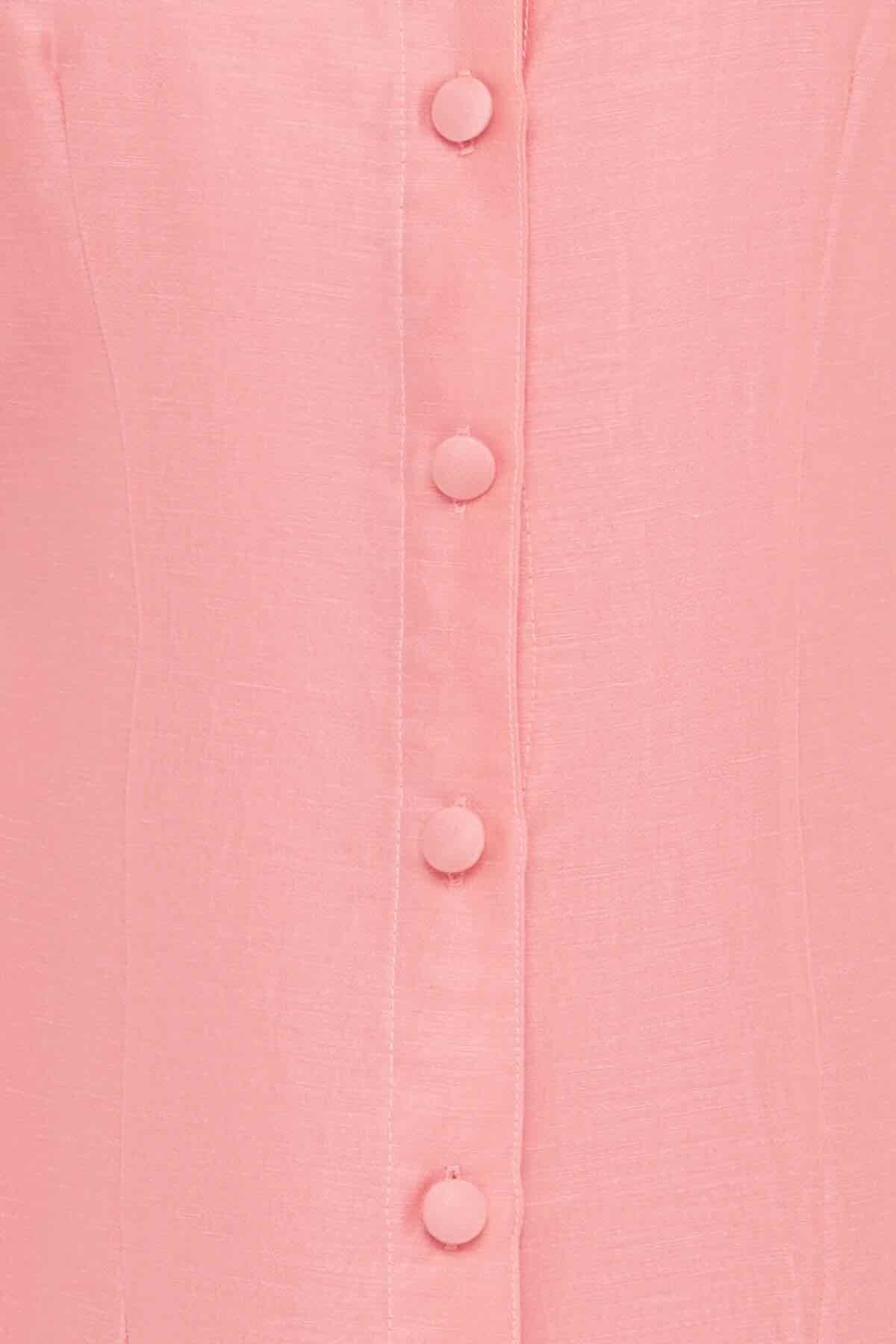LEO LIN LANA STRUCTURED SHOULDER MINI DRESS - STRAWBERRY PINK photo 3