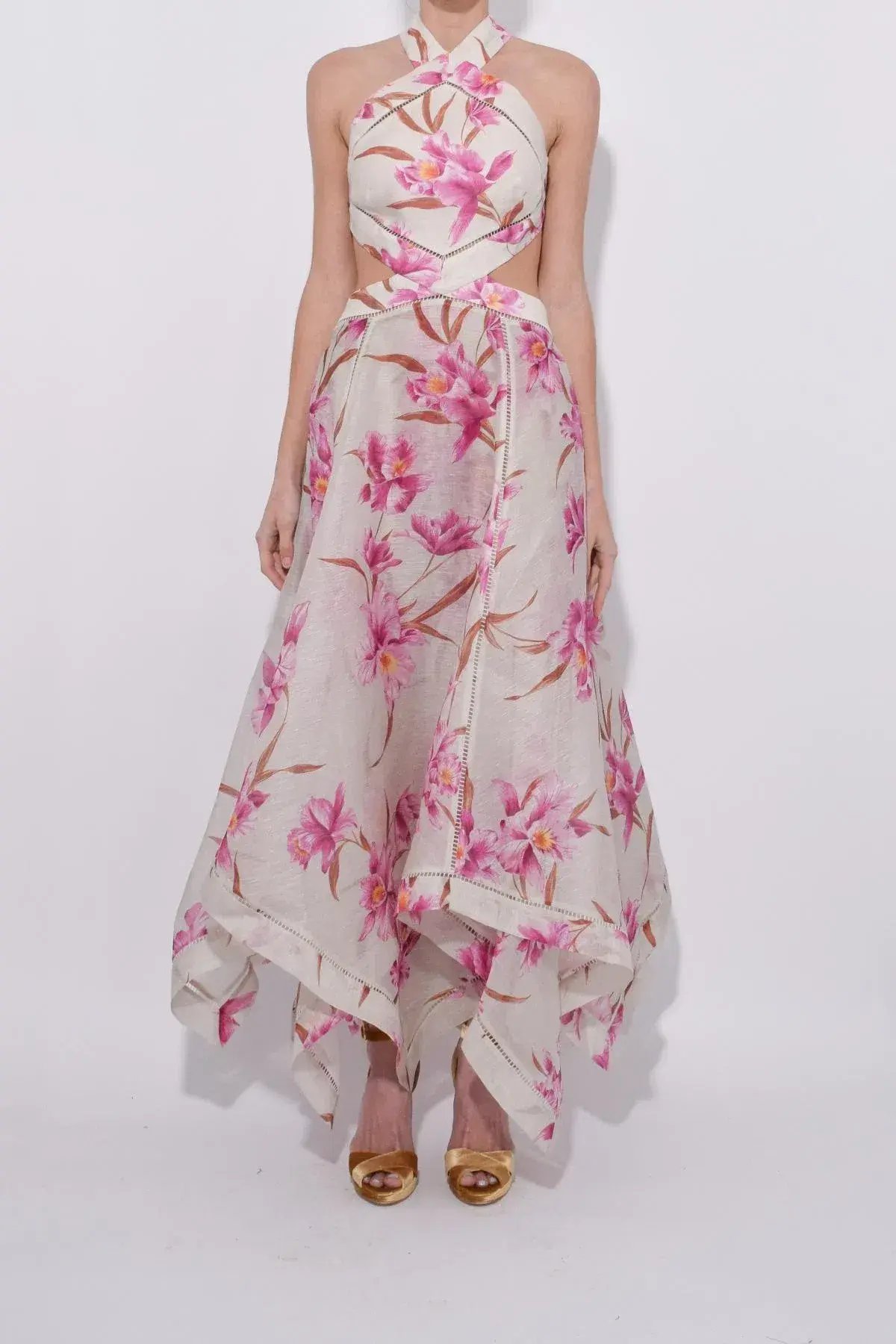 Zimmerman Corsage Halter Dress in Fuschia Orchid Print Size 0 photo 3
