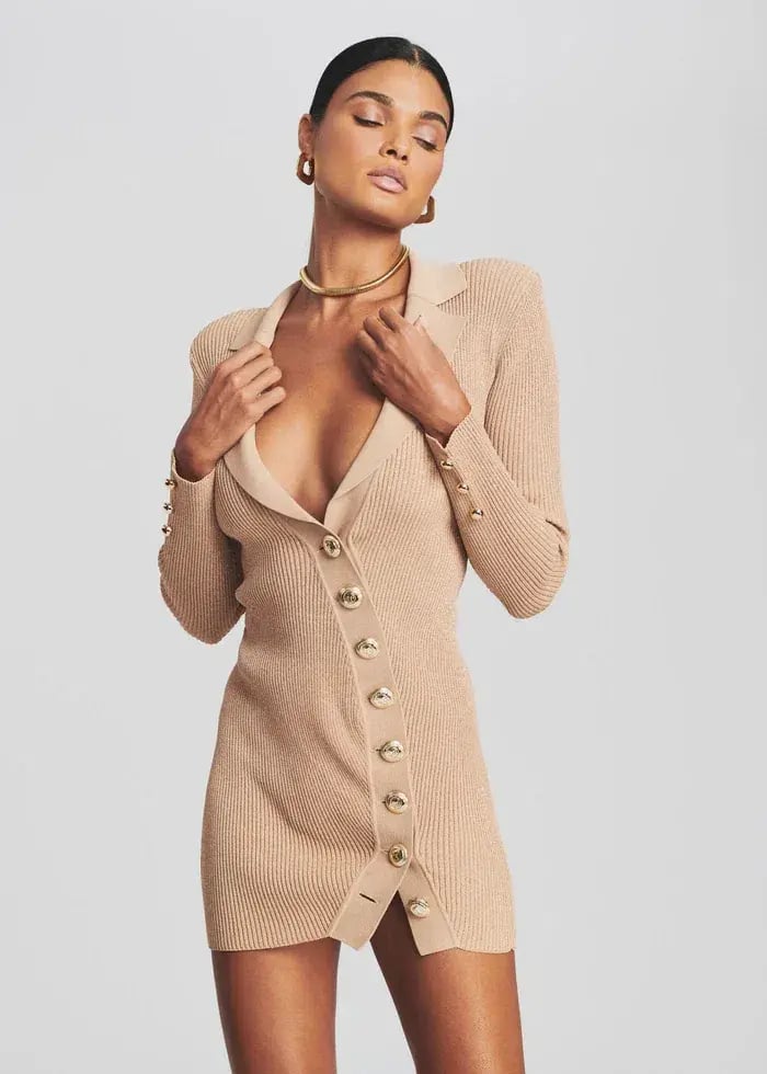Retrofete Mimi Rib Knit Mini Dress Nude Size 6 photo 5