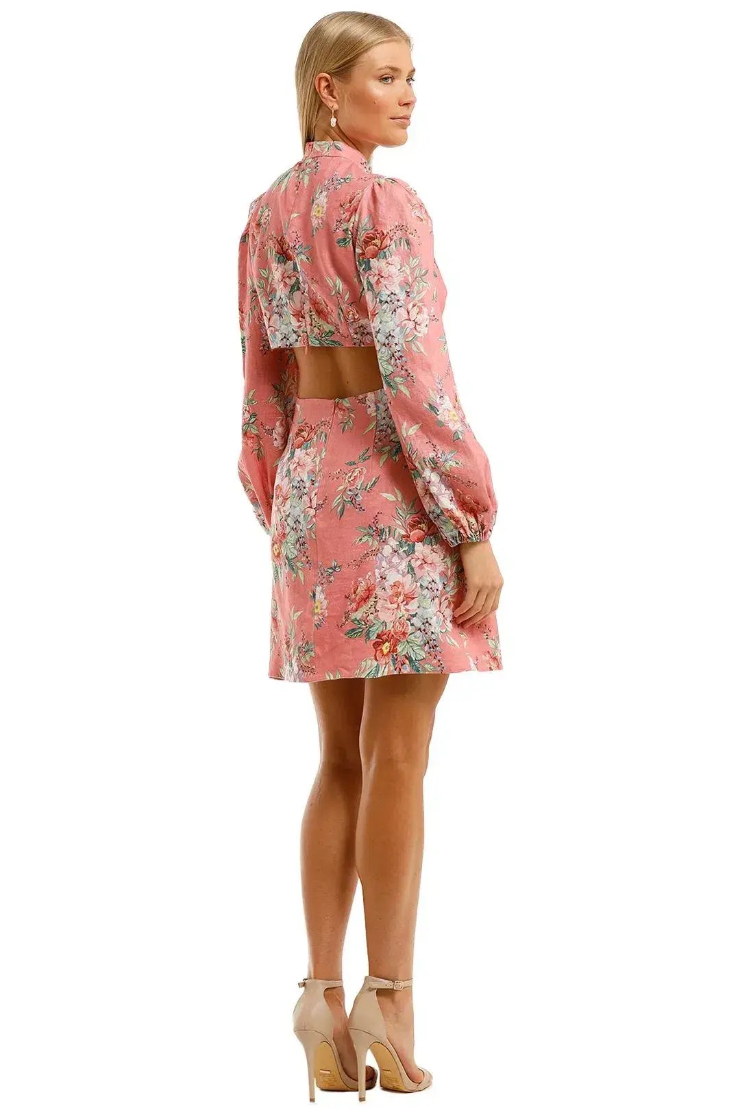 Zimmermann Bellitude Bow Front Mini Dress Baby Pink Floral Size 0 / AU 8 photo 3