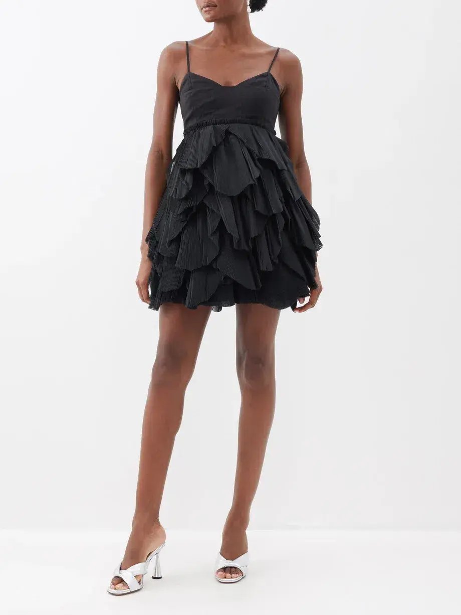 AJE Elsie pleat Mini Dress Black Size 10 photo 3