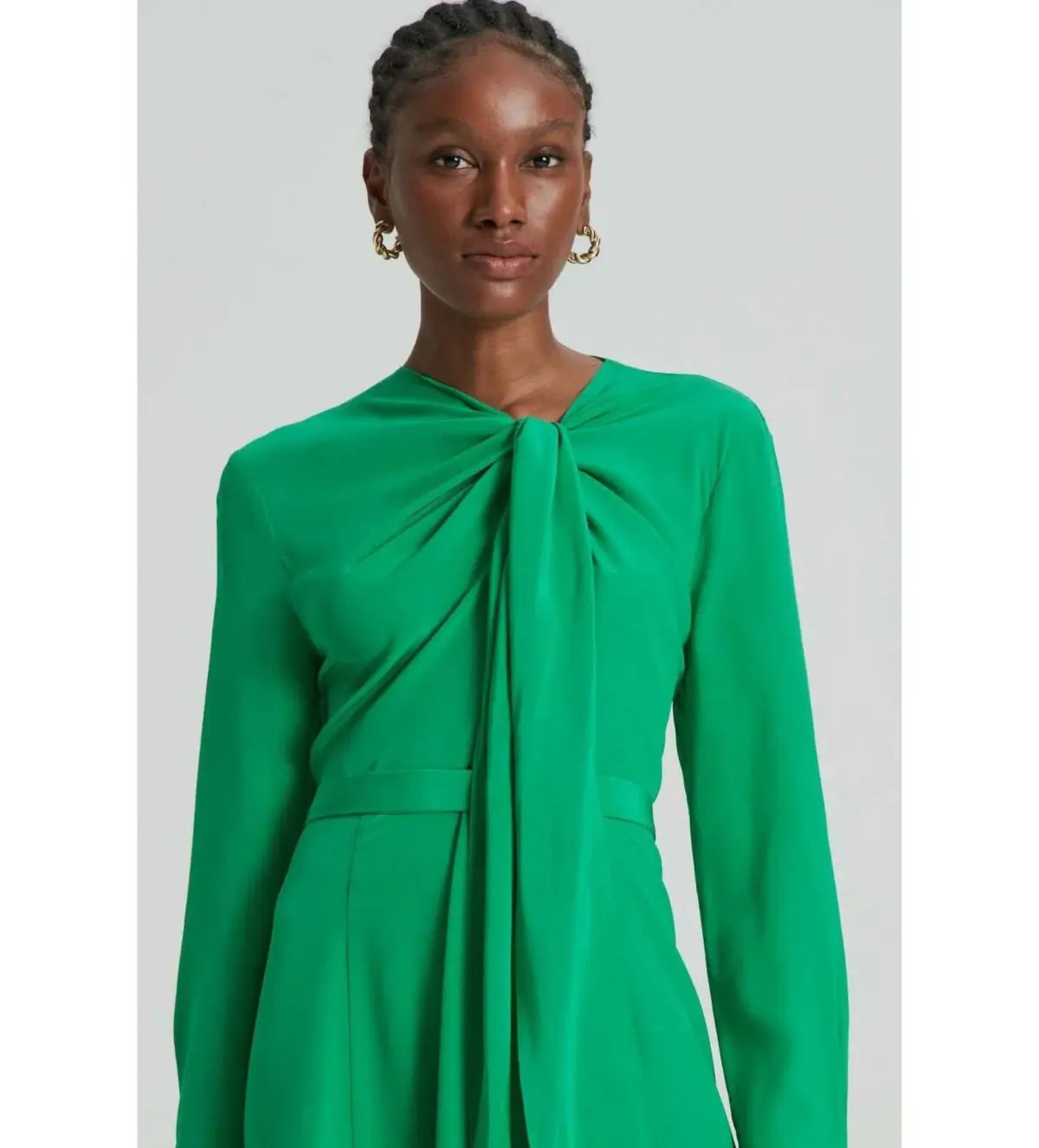 Scanlan Theodore Silk Drape Neck Midi Dress Emerald Size AU 6 photo 4