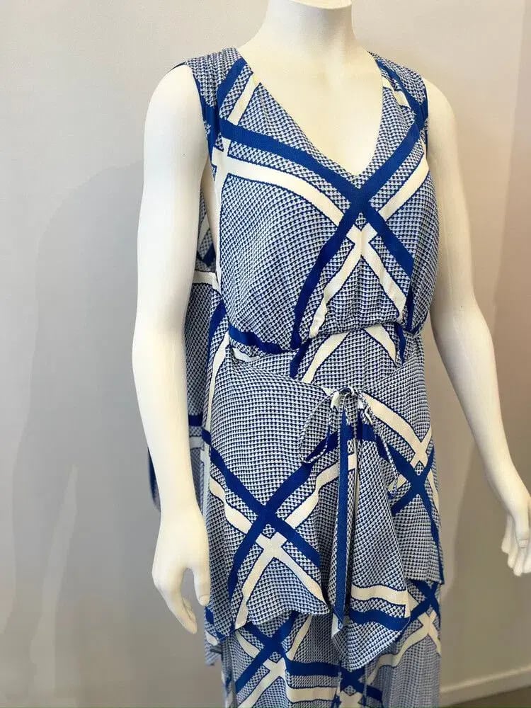 Sass & Bide The Flight Geometric Maxi Dress Blue/White Size AU 12 photo 10