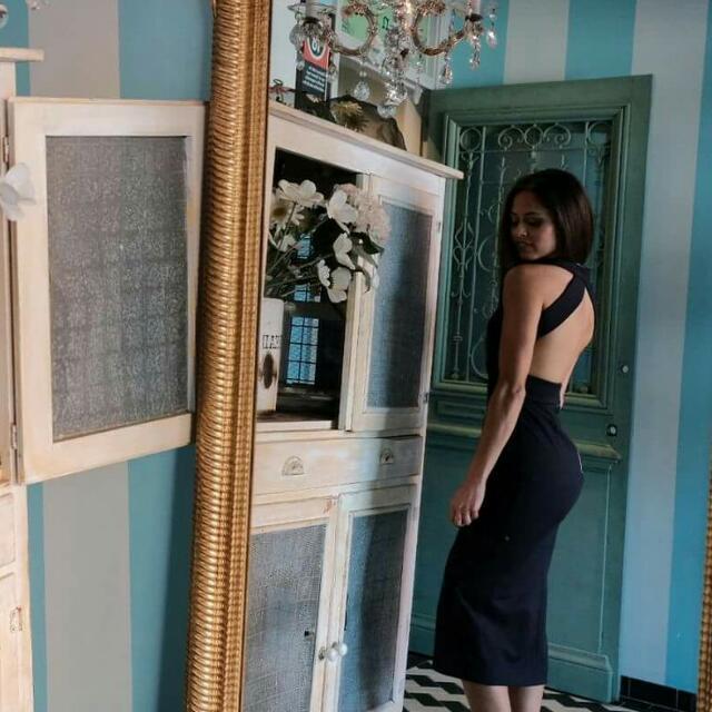 Nicholas Ponte Wrap Halter Dress (Navy) - Size 8 photo 2