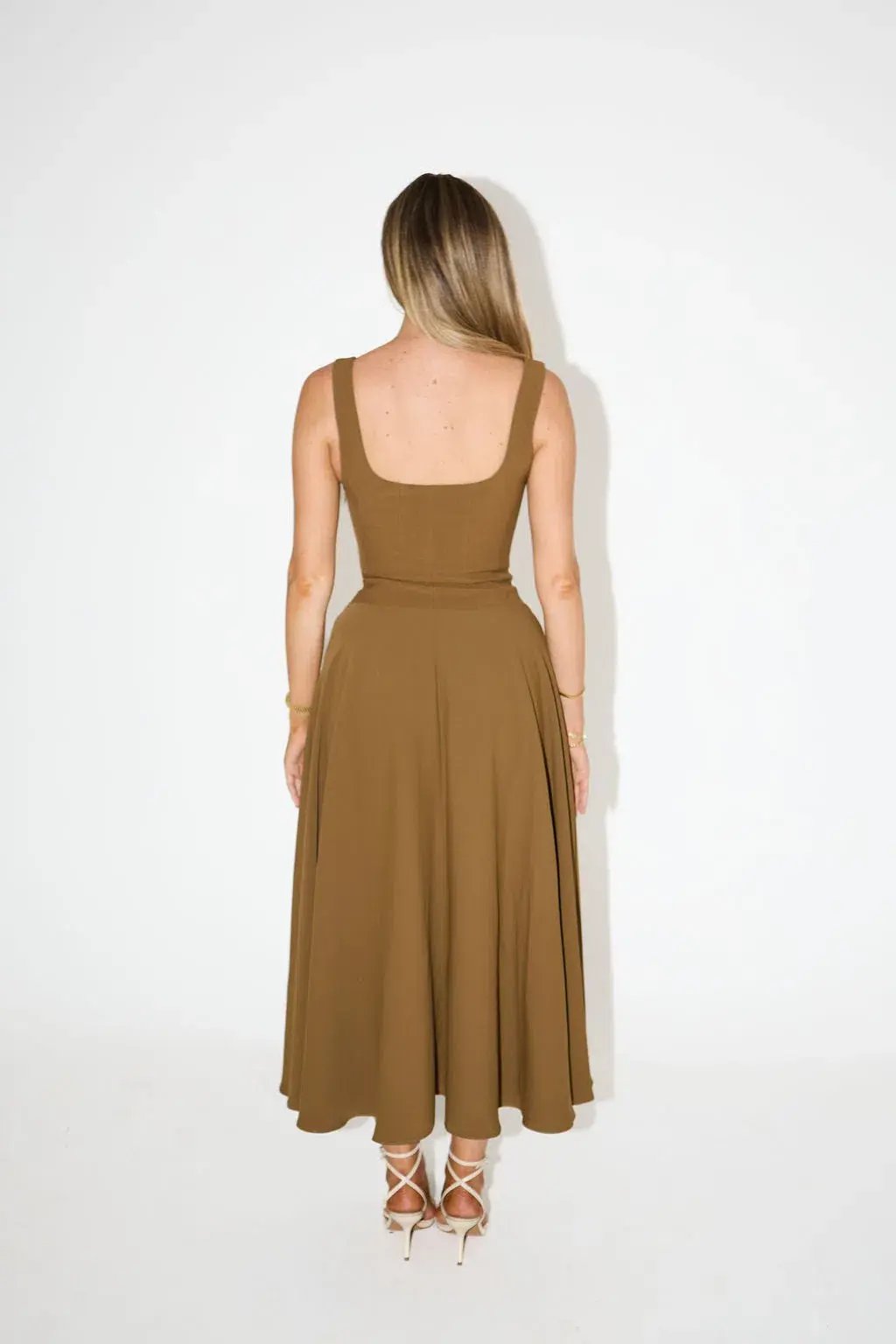 Odd Muse The Ultimate Muse Low Waist Square Neck Midi Dress Olive Size 18 photo 3