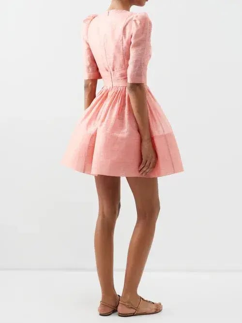 Zimmermann Wonderland Sleeved Mini Dress in Guava Size 1/Au 10 photo 2