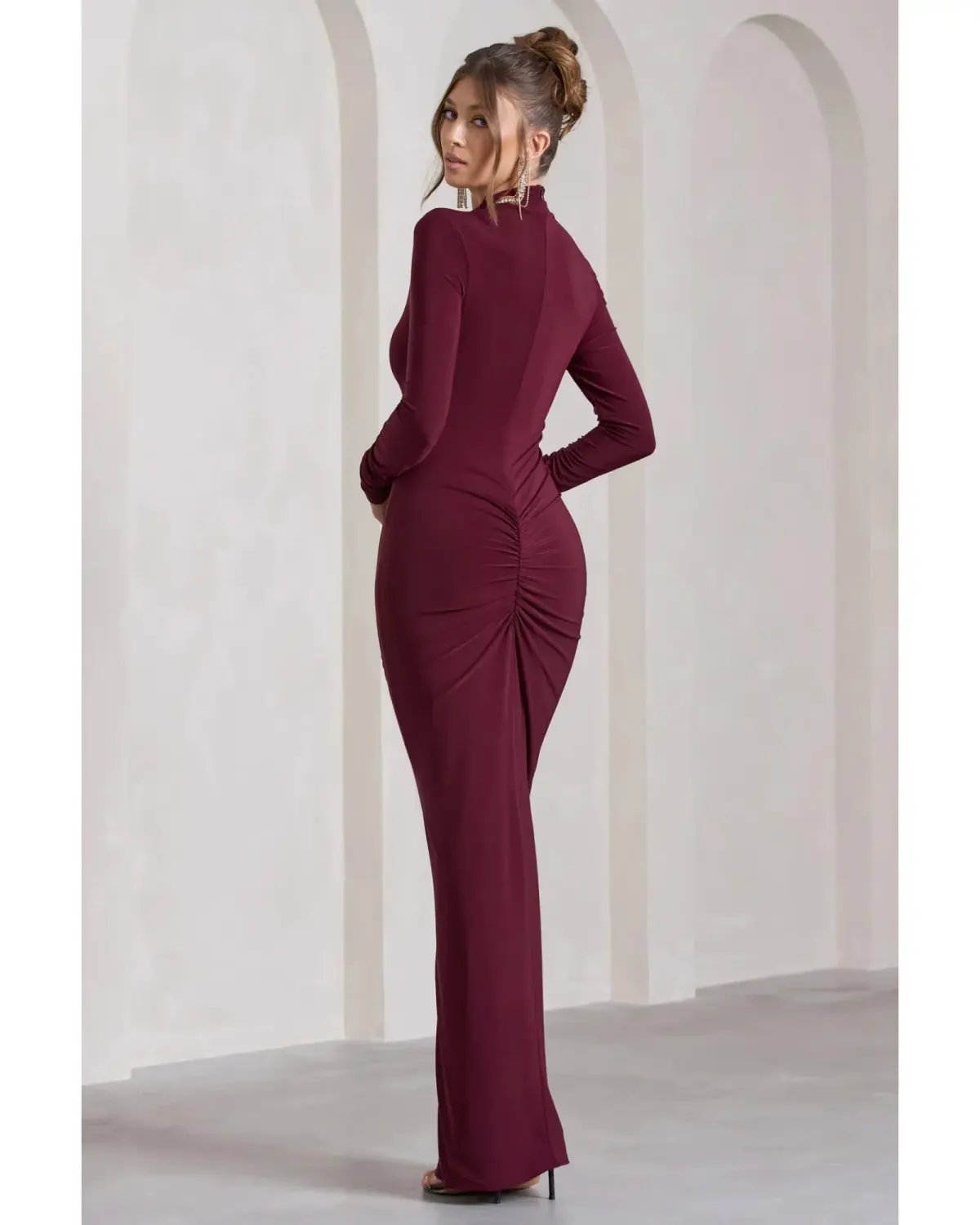 Club L London Lynn Maxi Dress Burgundy Size AU 6 photo 3