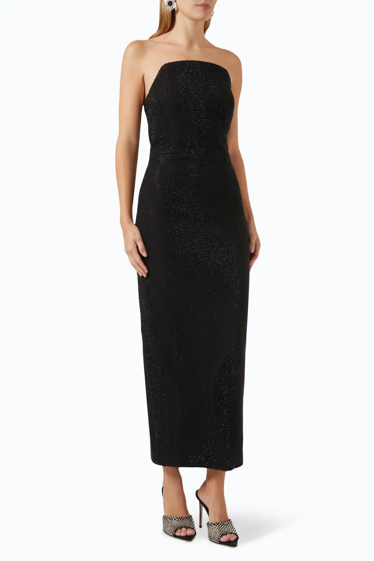 Mossman Silver Lining Midi Dress Black Size 10 photo 5