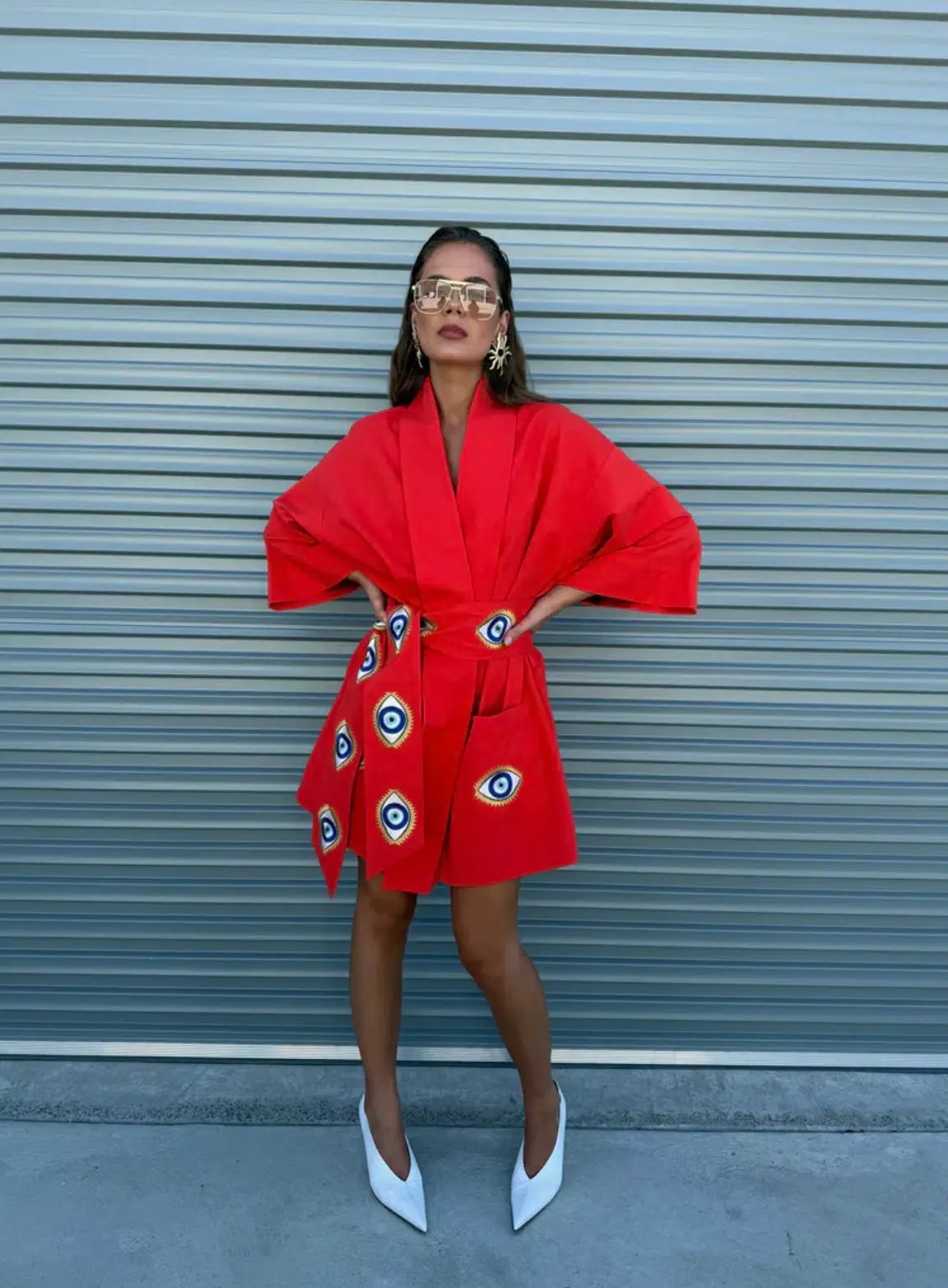 La Boheme Nirvana Robe Mini Dress Red Size 10/M photo 3