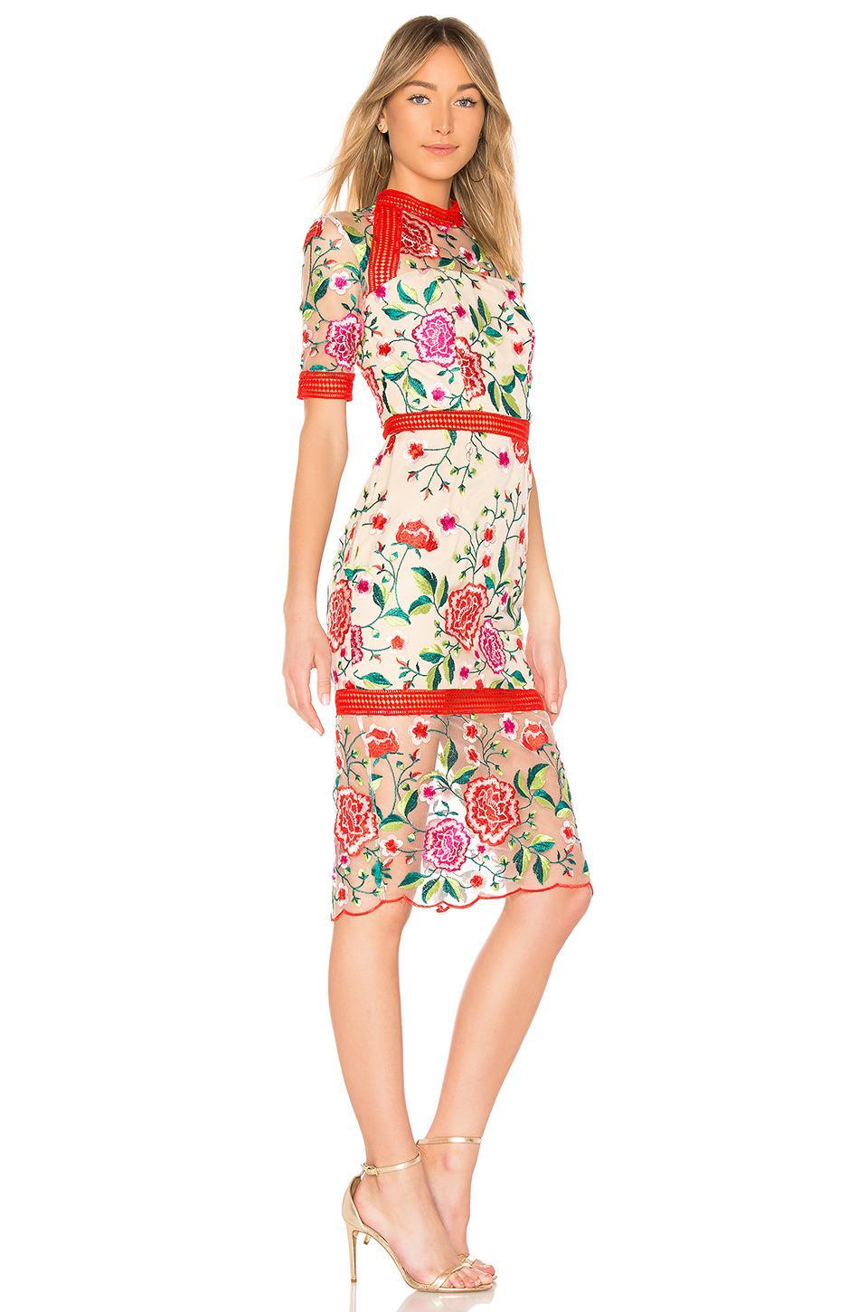 Vone Mira Dress Floral Embroidery Red Size AU 6 photo 2