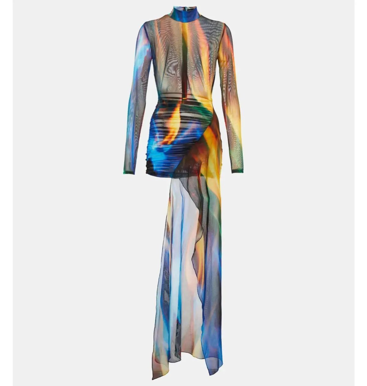 David Koma Draped Sheer Mesh Mini Dress Print Size 6 photo 6