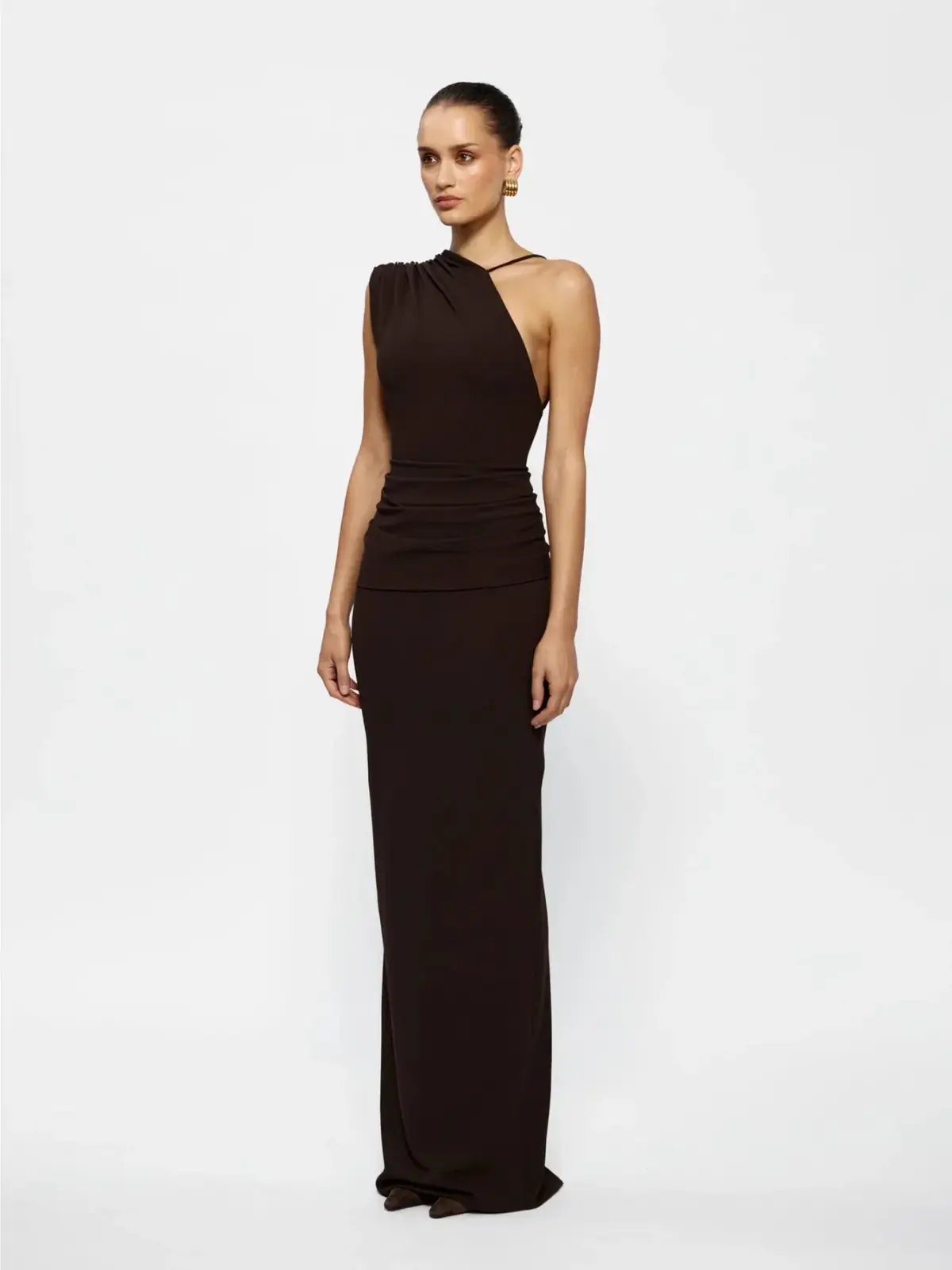 Effie Kats Greer Gown Coffee Brown Size 6 photo 3