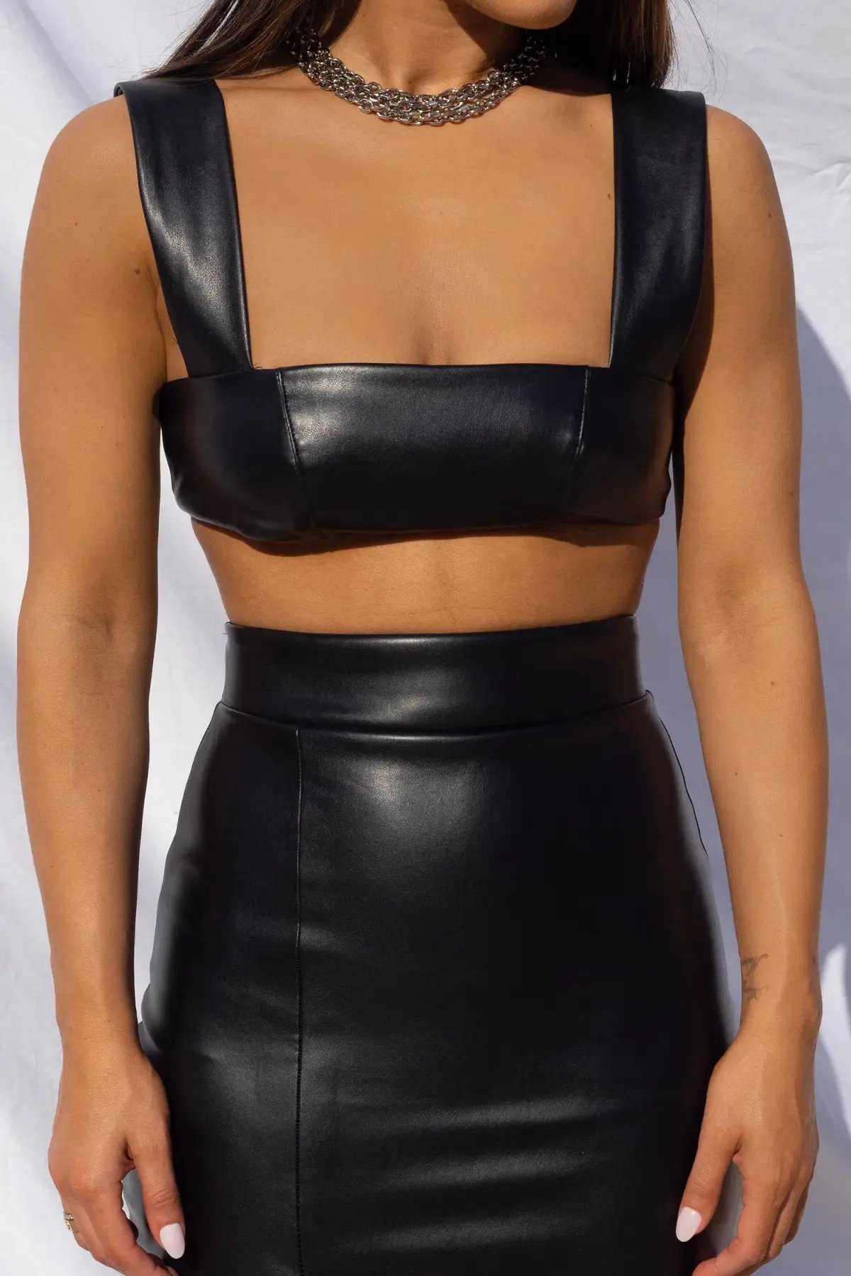 Effie Kats Thigh Split Midi Skirt and Crop Top Set Black Size XS / AU 6 photo 5