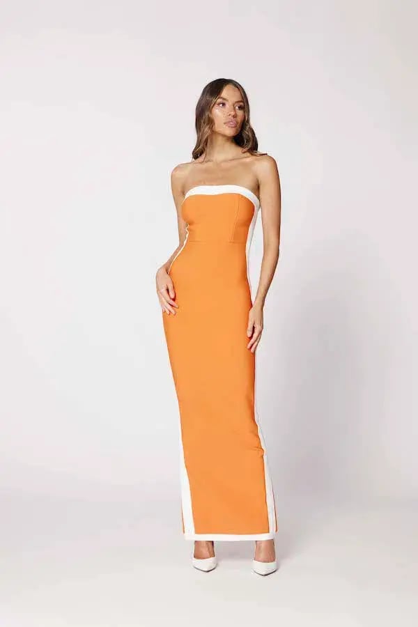 Bianca & Bridgett Ashley Midi Dress Orange Size 6 photo 3