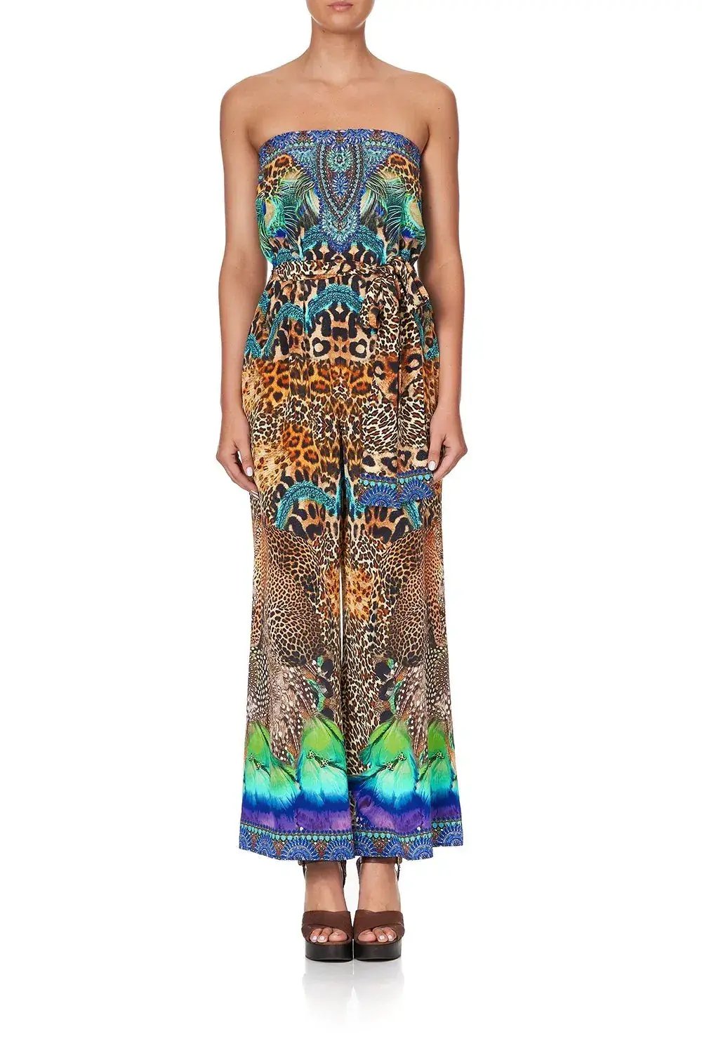 Camilla Mother Xanadu Tie Waist Strapless Jumpsuit Print Size XL photo 6