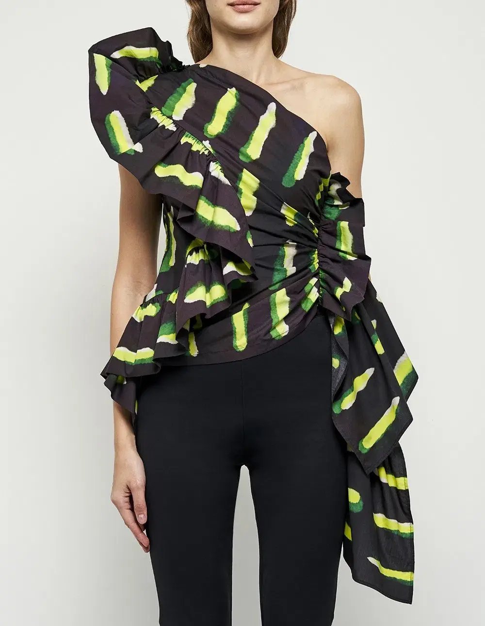 Dries Van Noten Voluminous One Shoulder Top Print Size 10 photo 3
