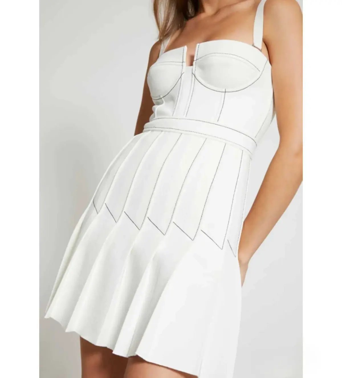 Dion Lee Column Pleated Mini Dress in White Size AU 8 photo 4
