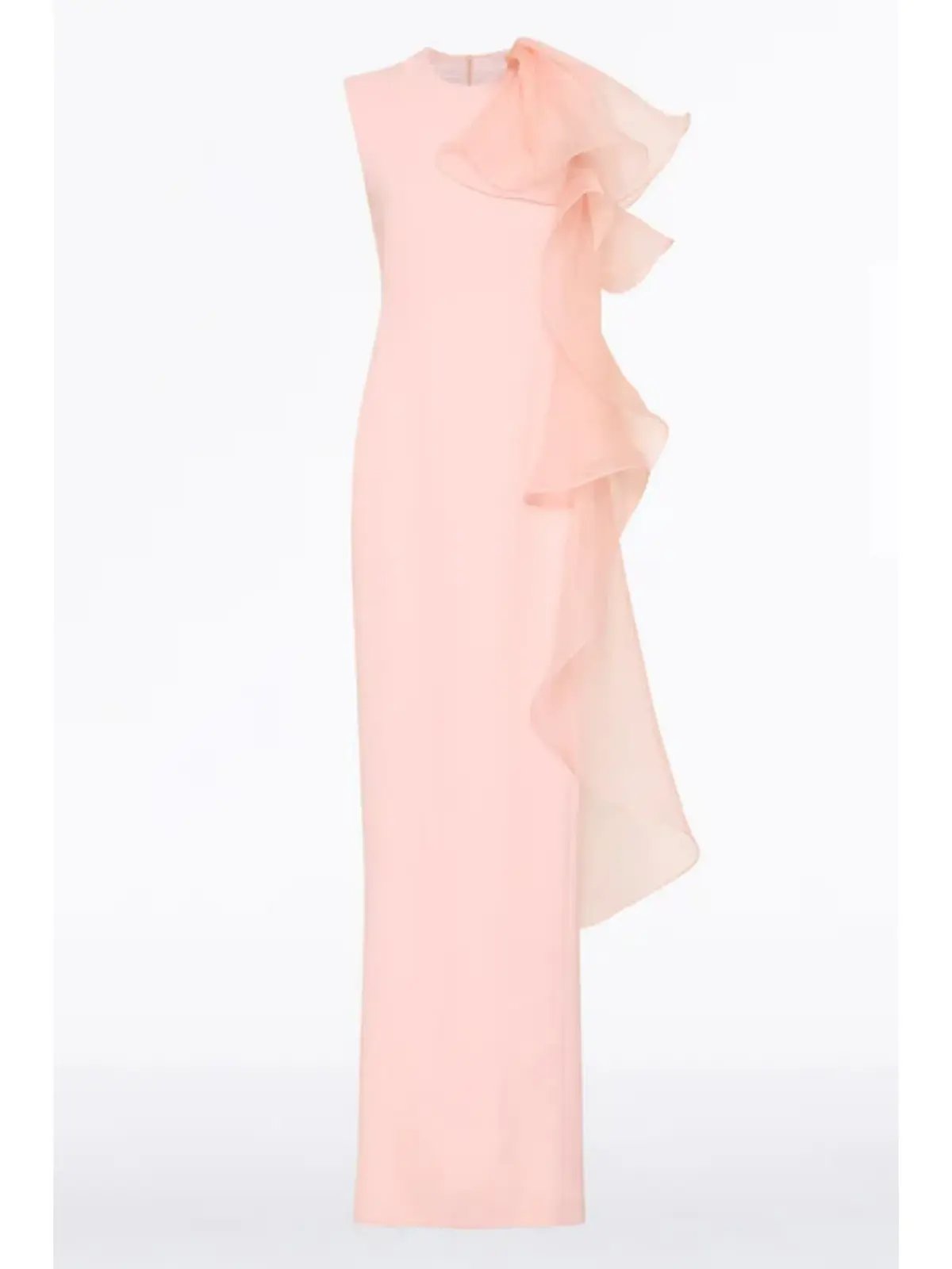 Carla Zampatti Peony Crepe Ruffle Shoulder Gown Pink Size AU 10 photo 4