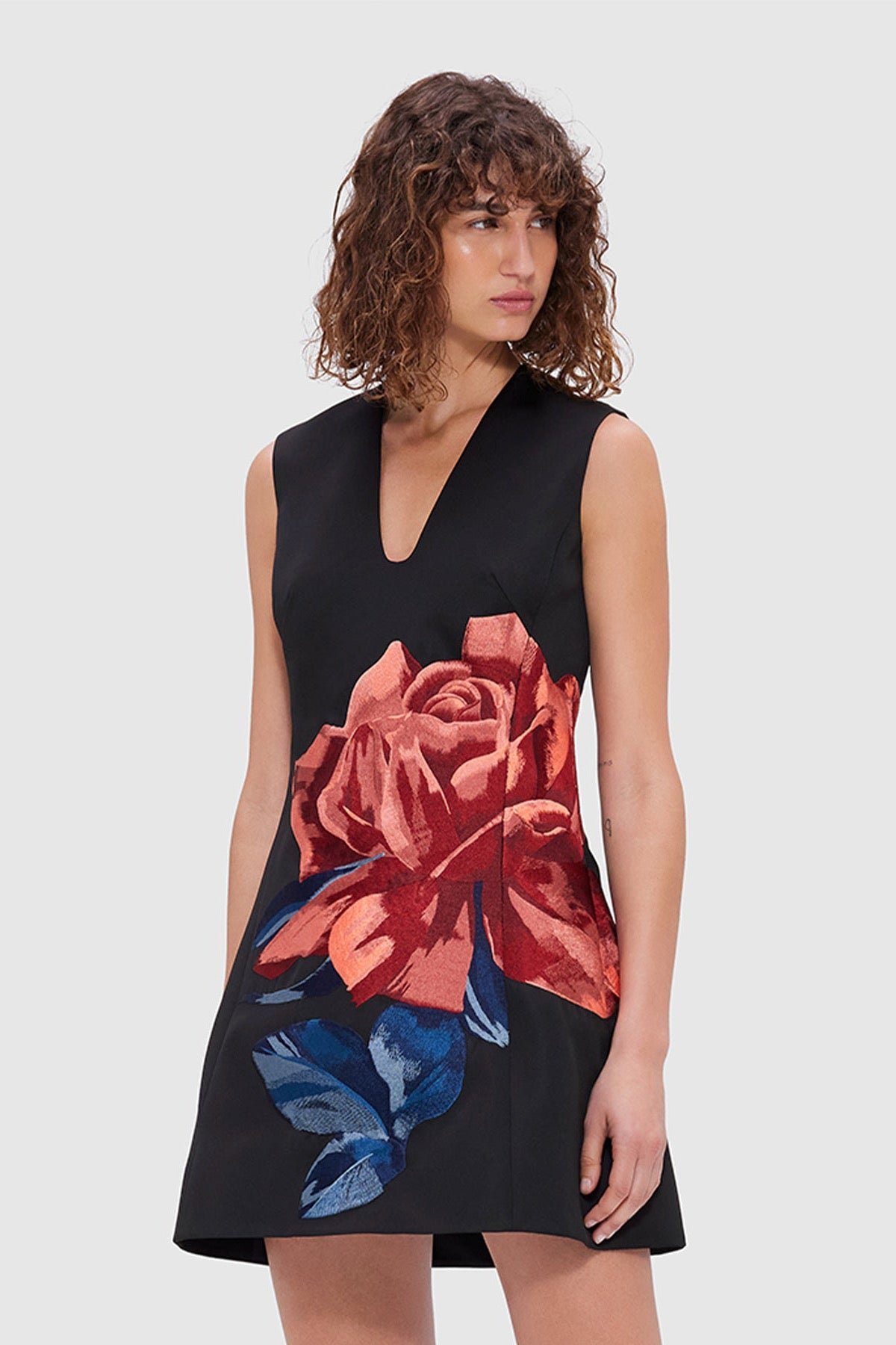 LEO LIN BRIANA V NECK MINI DRESS - ROSE PRINT photo 3
