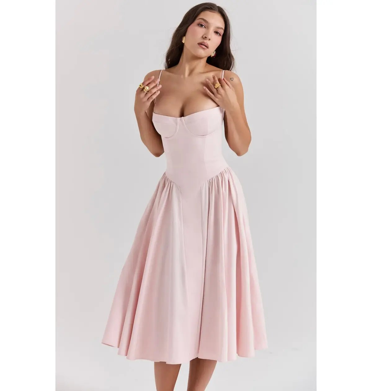 House Of CB Samaria Corset Midi Dress Ballerina Pink Size XS / AU 6 photo 3