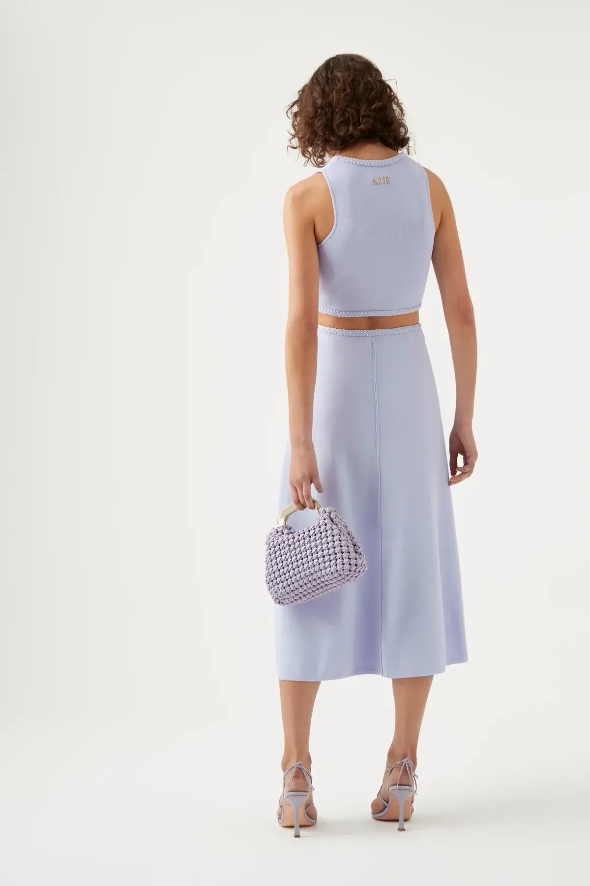 Aje Elm Braided Knit Tank Top and Petal Knit Midi Skirt Set Cool Lavender Size S/8 photo 4