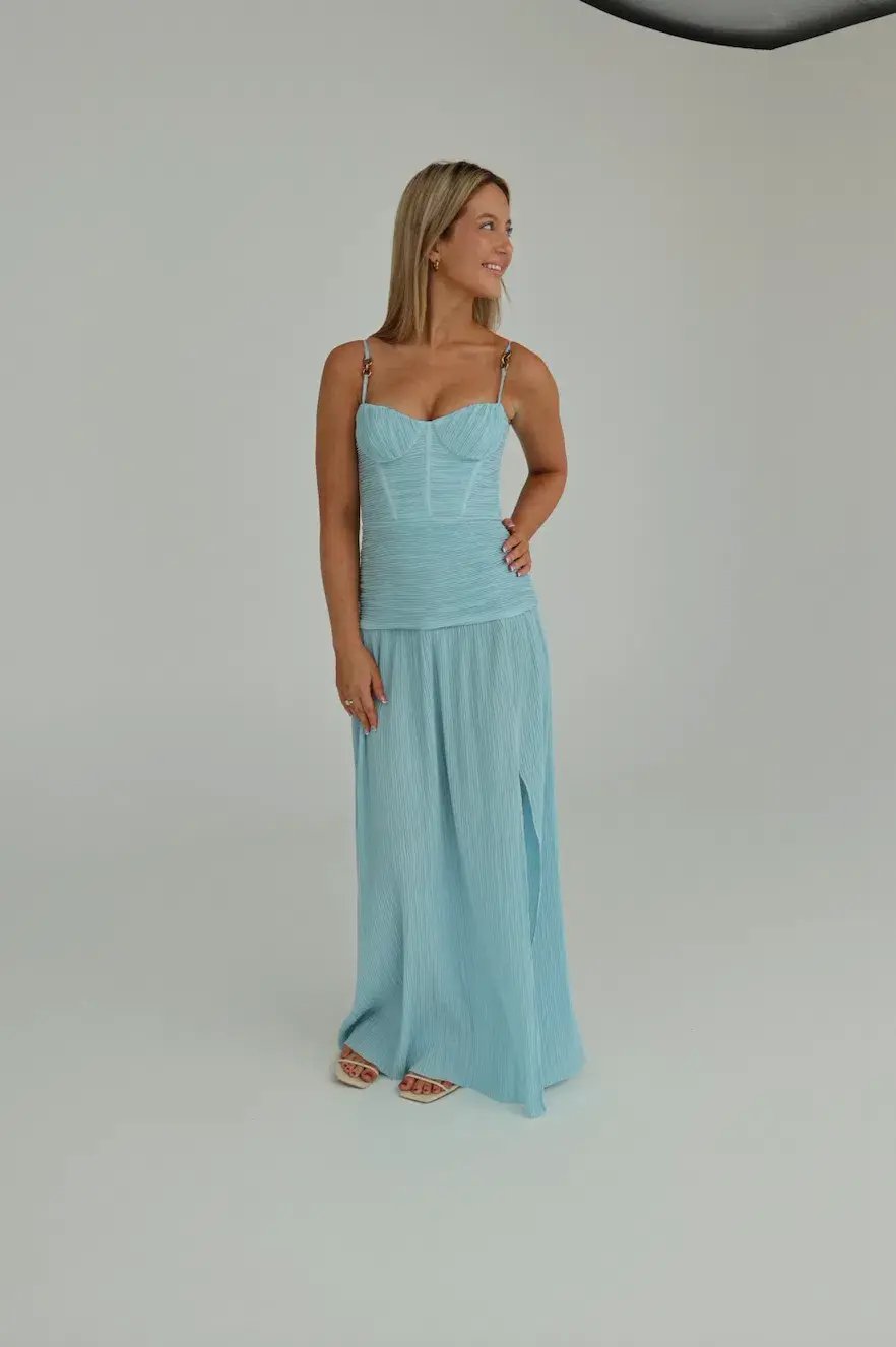Manning Cartell Double Time Pleat Dress Acqua Spritz Size 8 photo 2