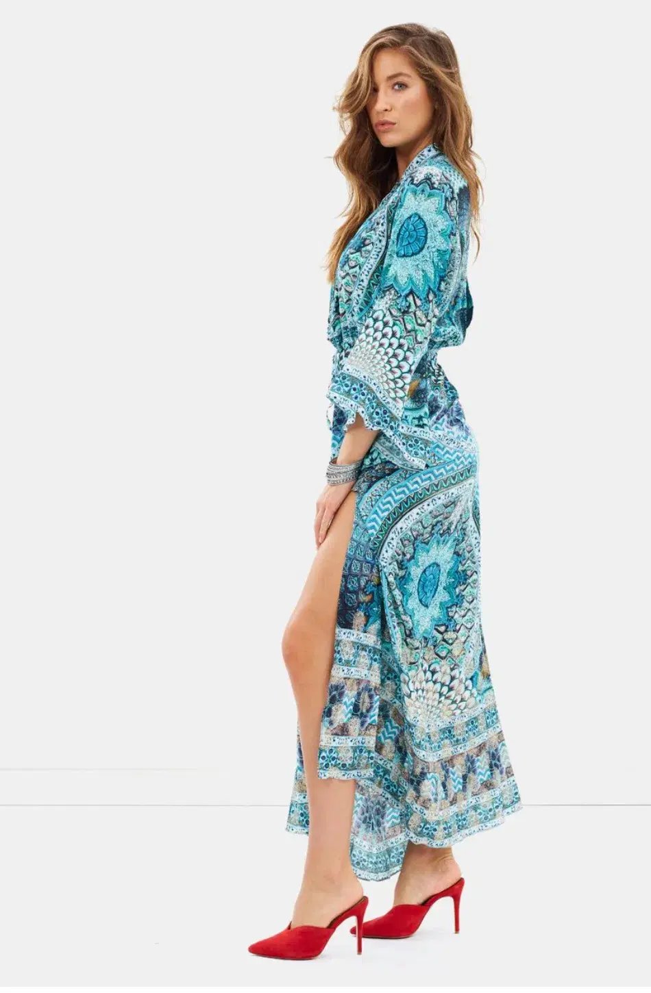 Camilla Drawstring Button Up Dress Turn On The Charm Print Size L photo 2