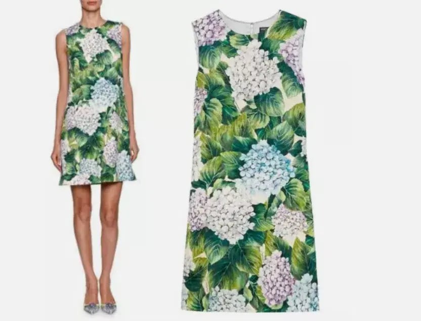 Dolce & Gabbana Hydrangea Print Shift Mini Dress Floral Size 6 photo 3