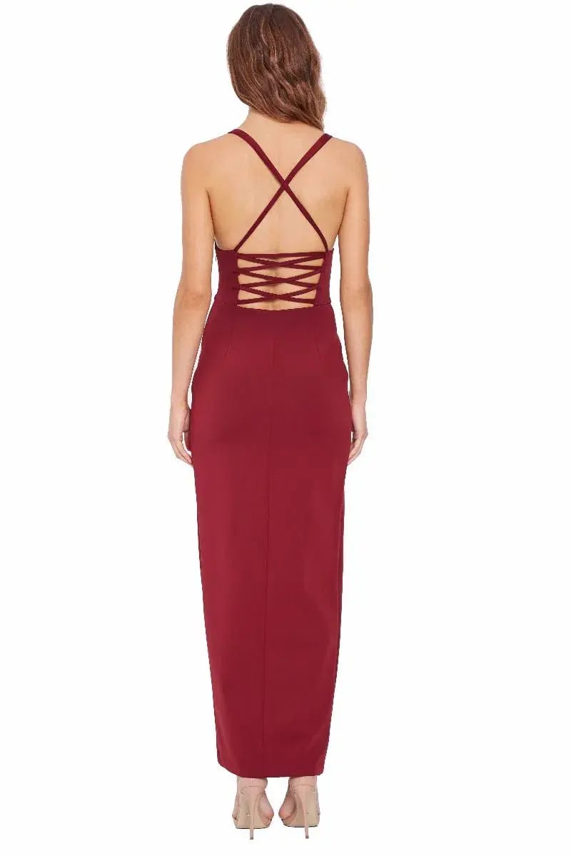 Grace and Hart Gold Rush Neon Gown in Wine Red Size 12 photo 3