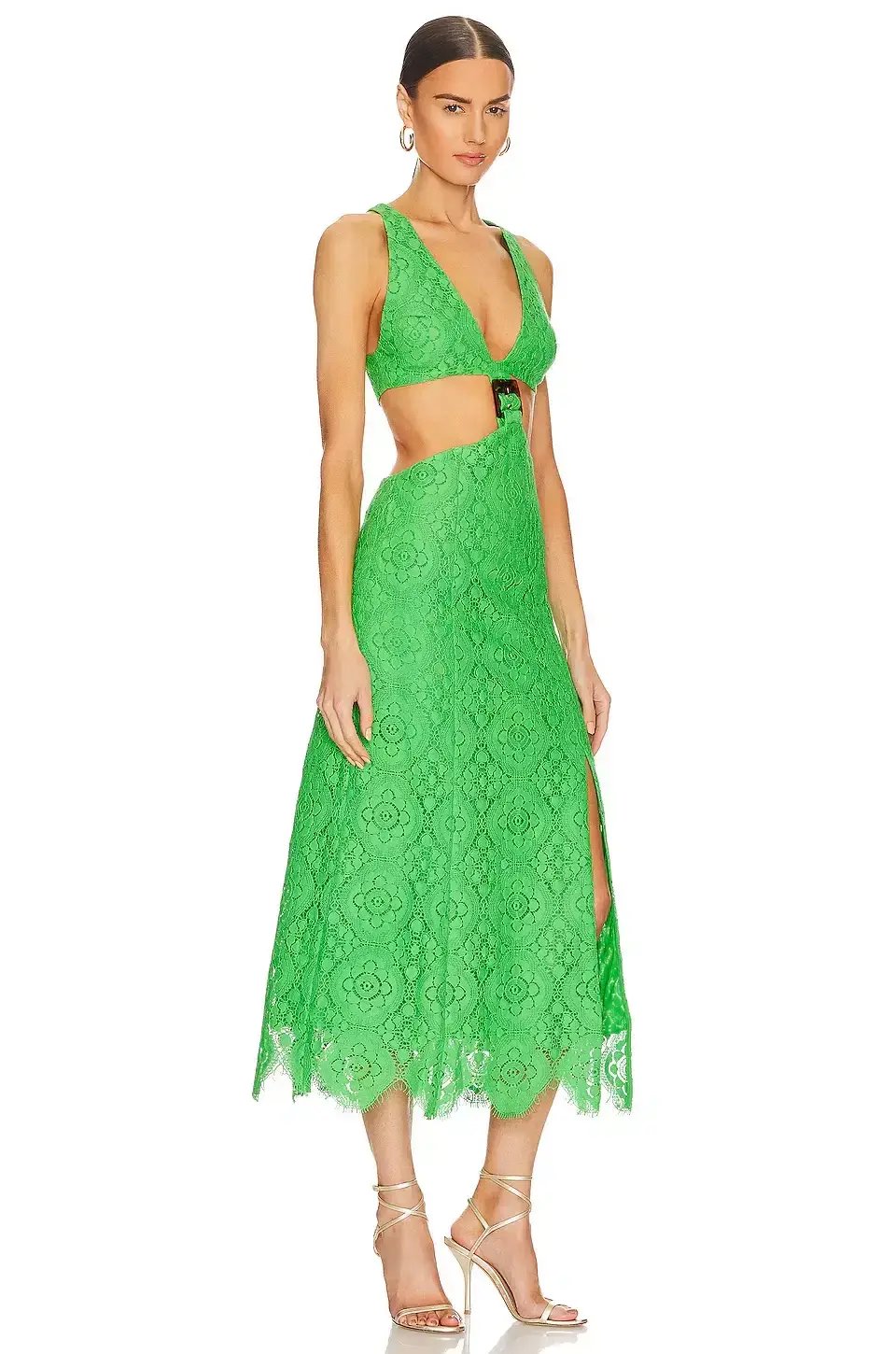 Alice Mccall Yvonne Lace Midi Cut Out Dress  Green Size AU 12 photo 3