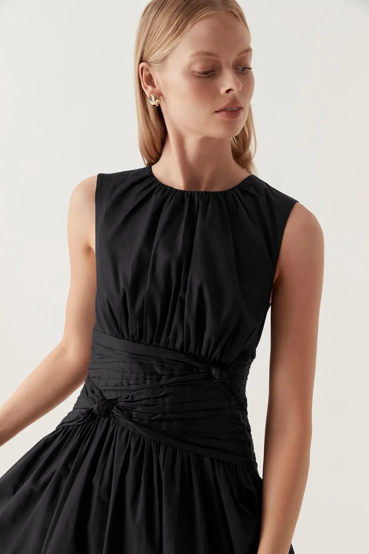 Aje Agatha Knot Waist Midi Dress Black Size 12 photo 4