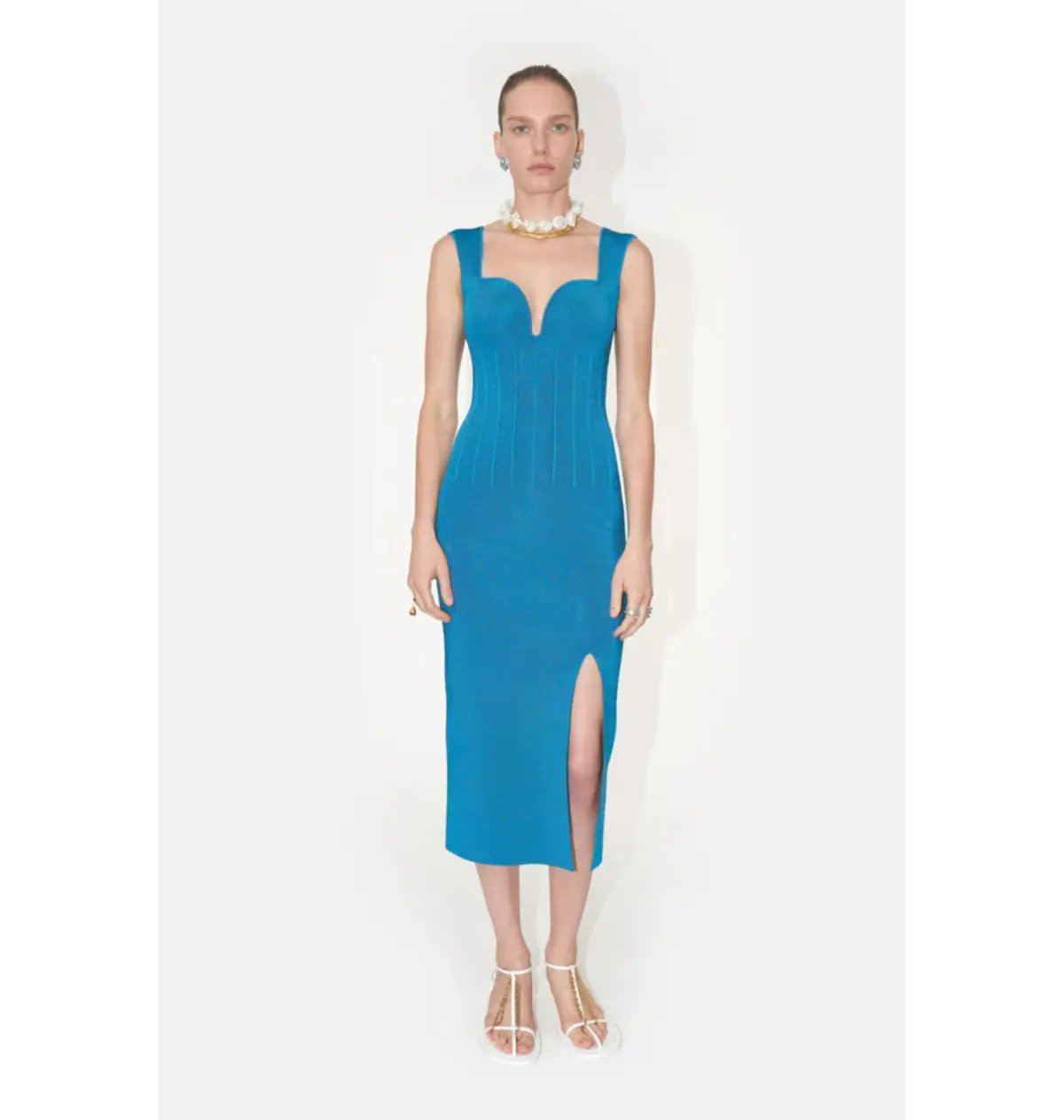 Galvan London Electra Stretch Knit Midi Dress Electric Blue Size XL AU 14 photo 2