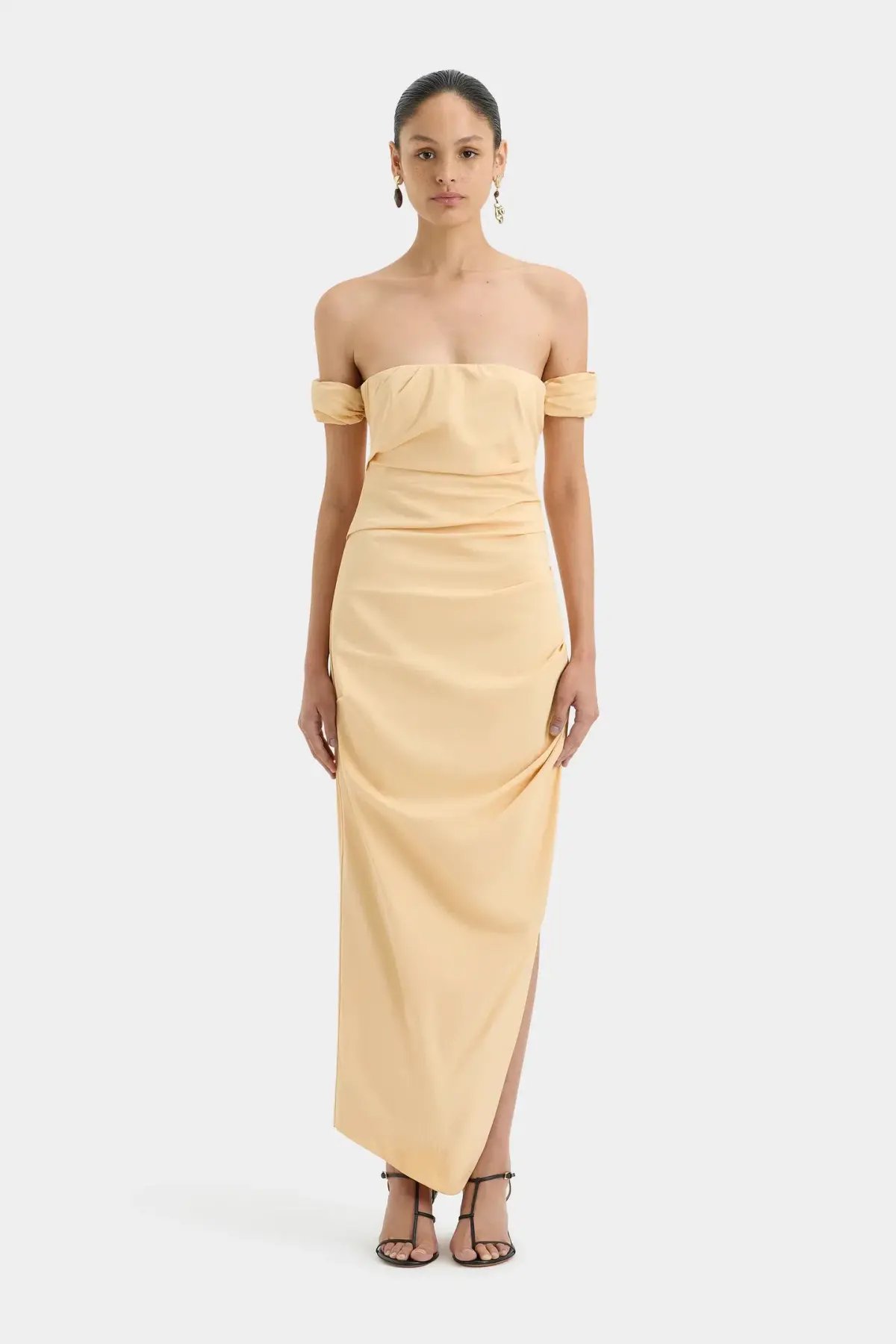 Sir the Label Carmen Draped Gown Light Peach Size 2 / AU 10 photo 2