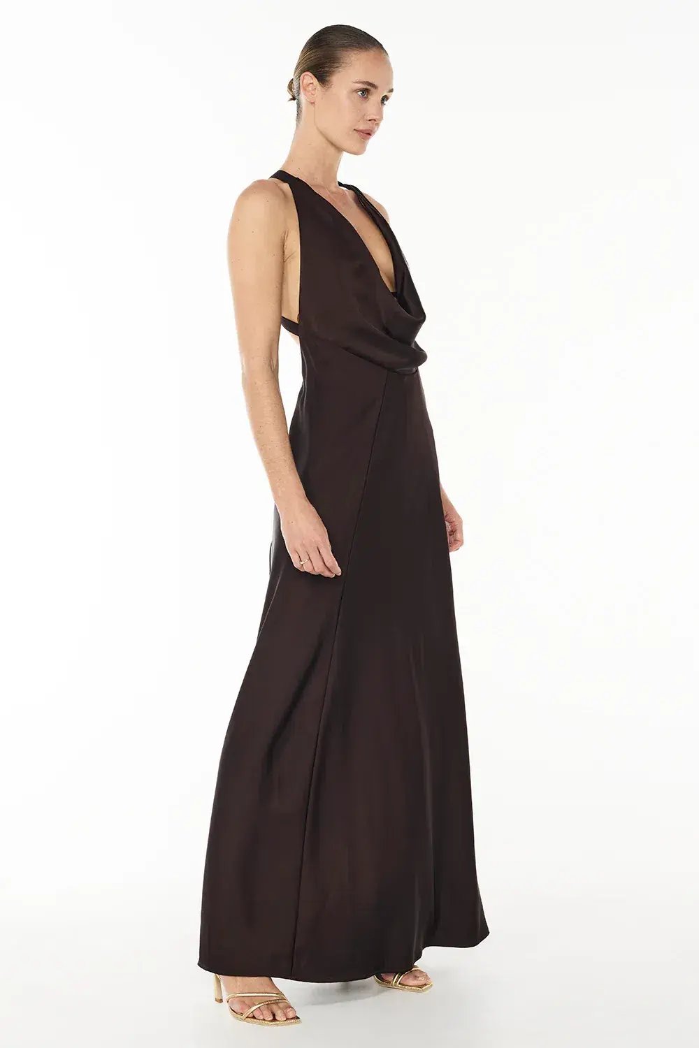 Manning Cartell Charmed Cowl Slip Dress in Dark Chocolate Brown Size AU 10 photo 2