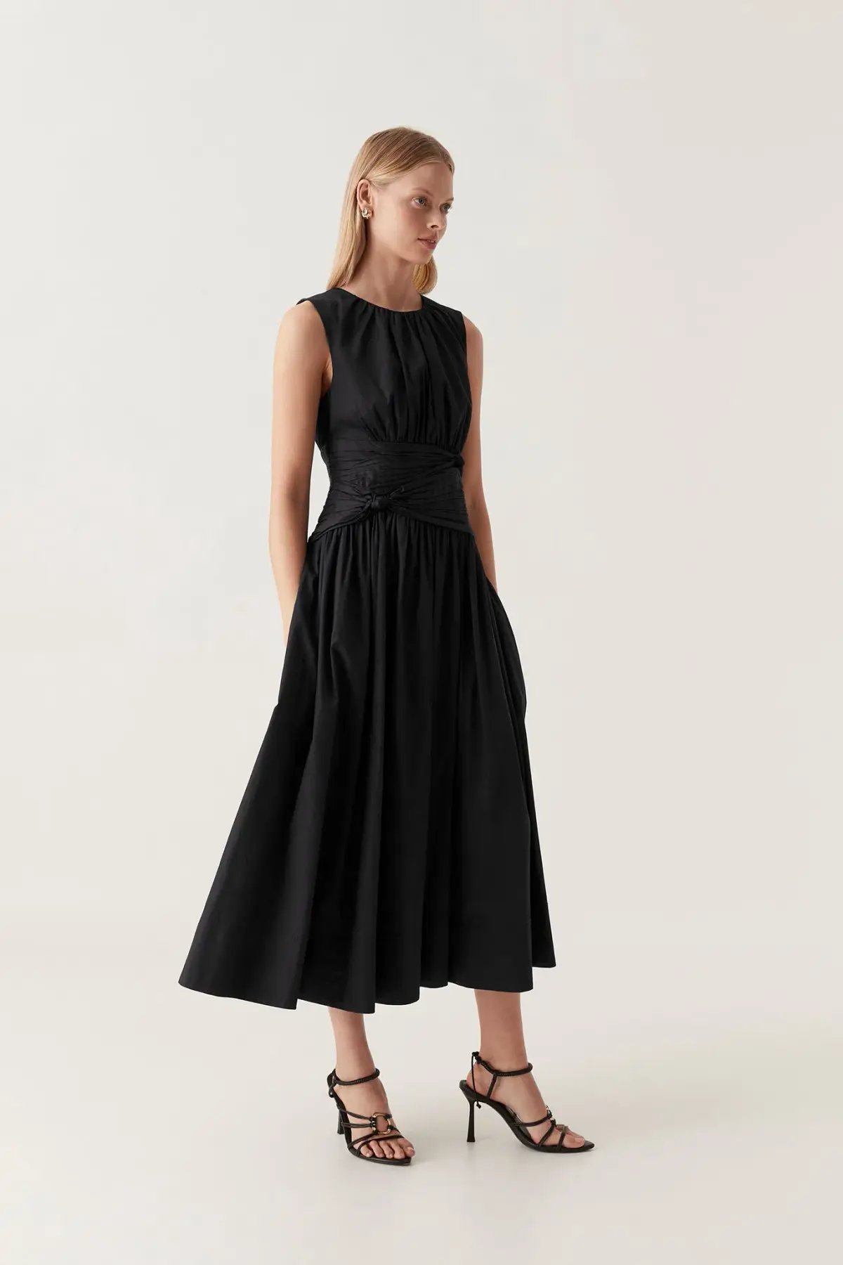 Aje Agatha Knot Waist Midi Dress Black Size 12 photo 5